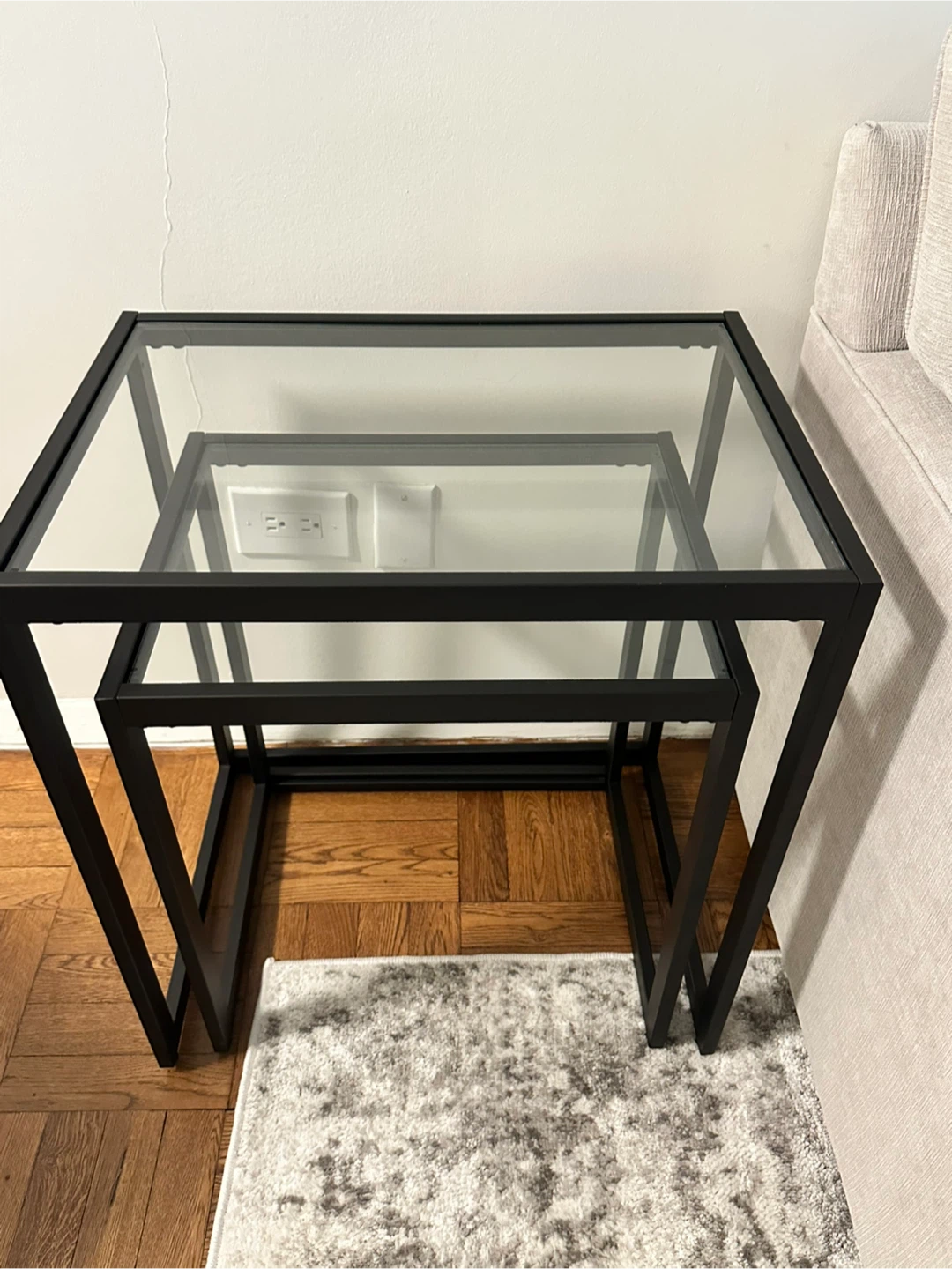 Nesting End Tables - Black Metal & Glass - photo 4