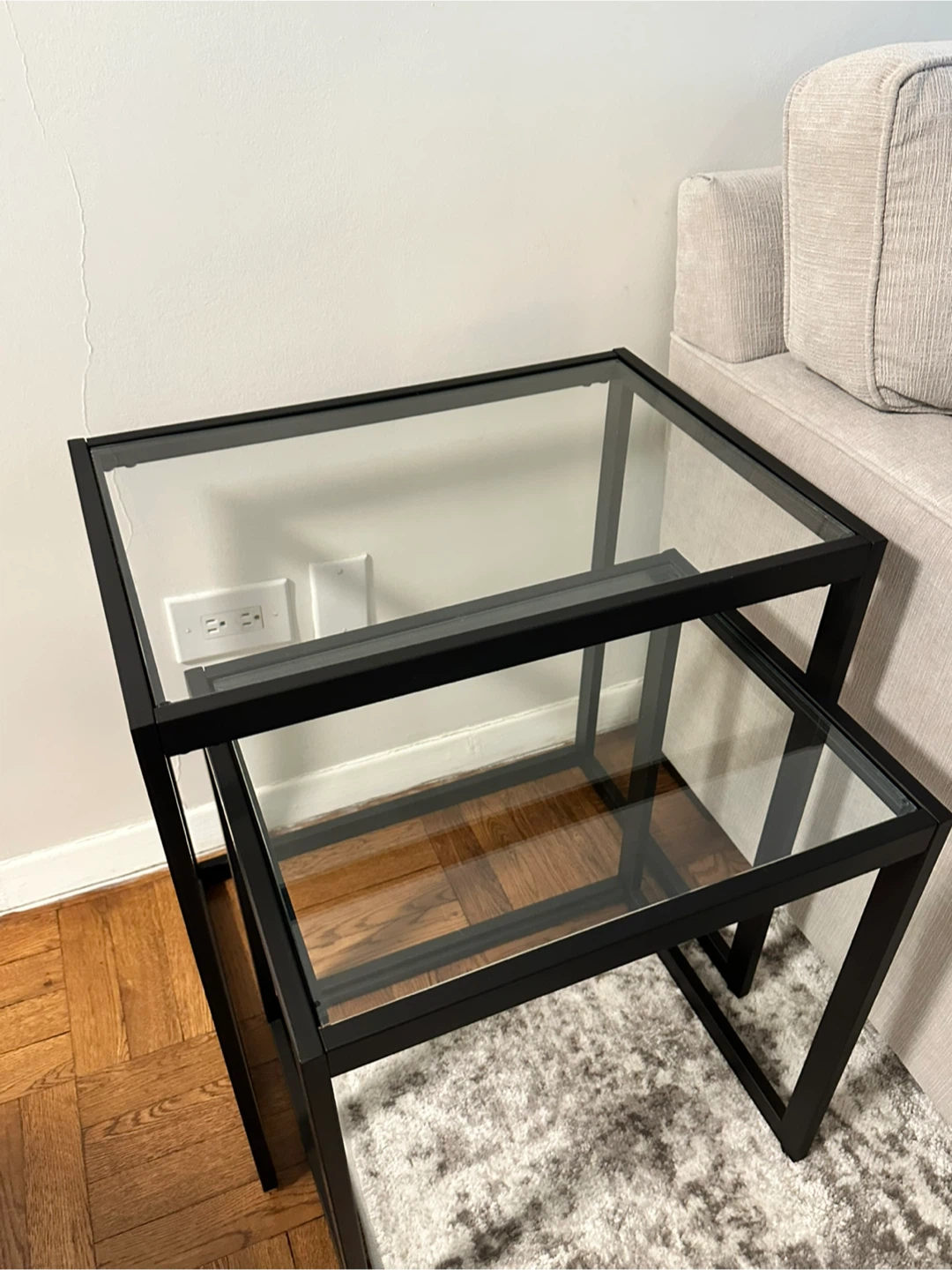 Nesting End Tables - Black Metal & Glass - photo 2