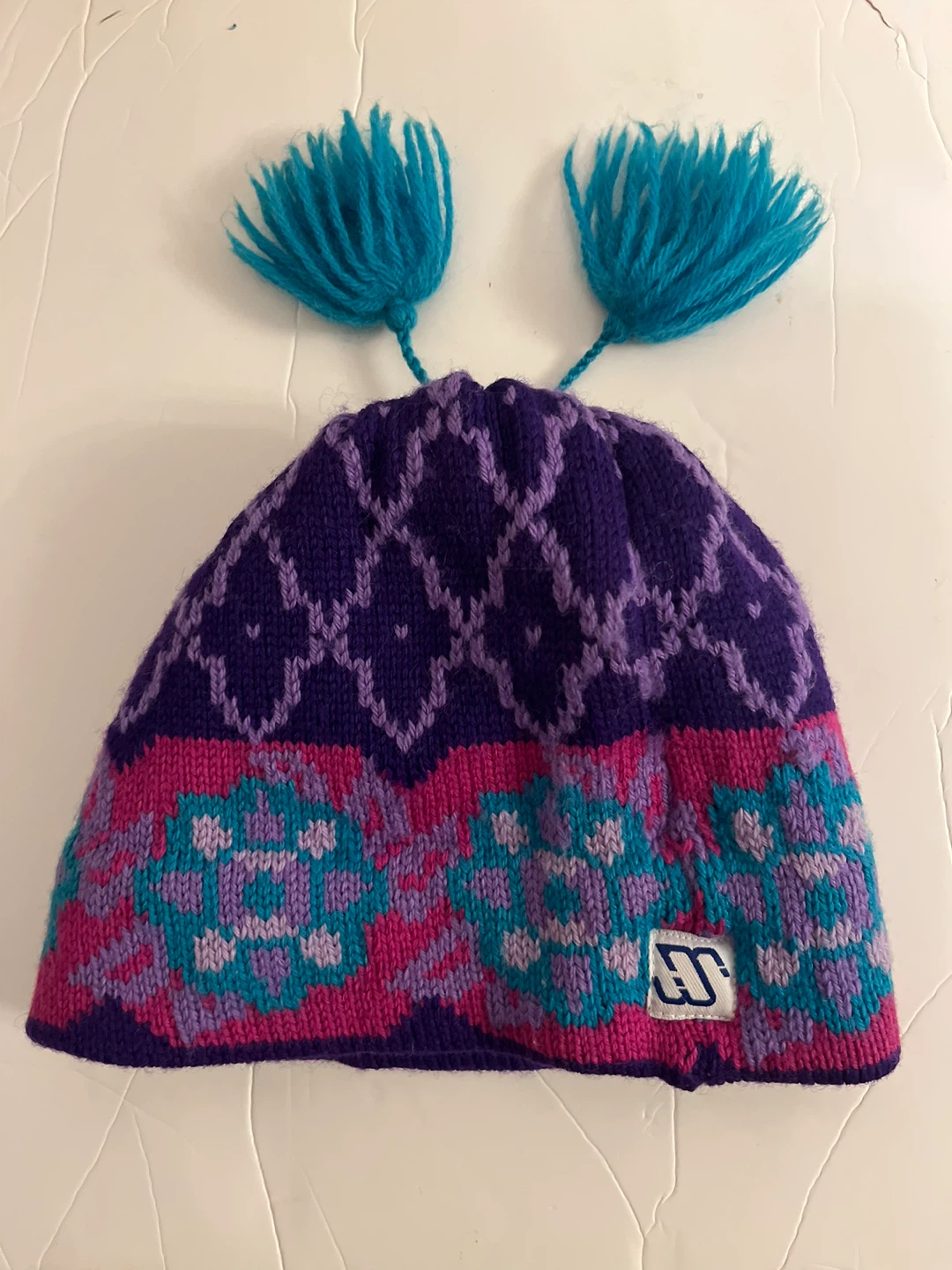 Vintage Murray Merry Purple Winter Hat with Pom Poms