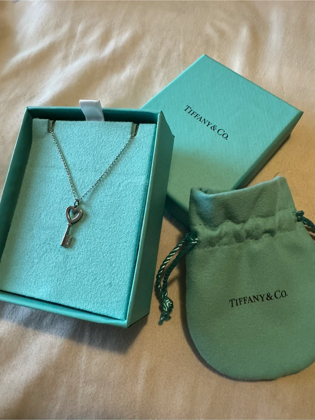 Tiffany & Co. Heart Key Pendant Necklace