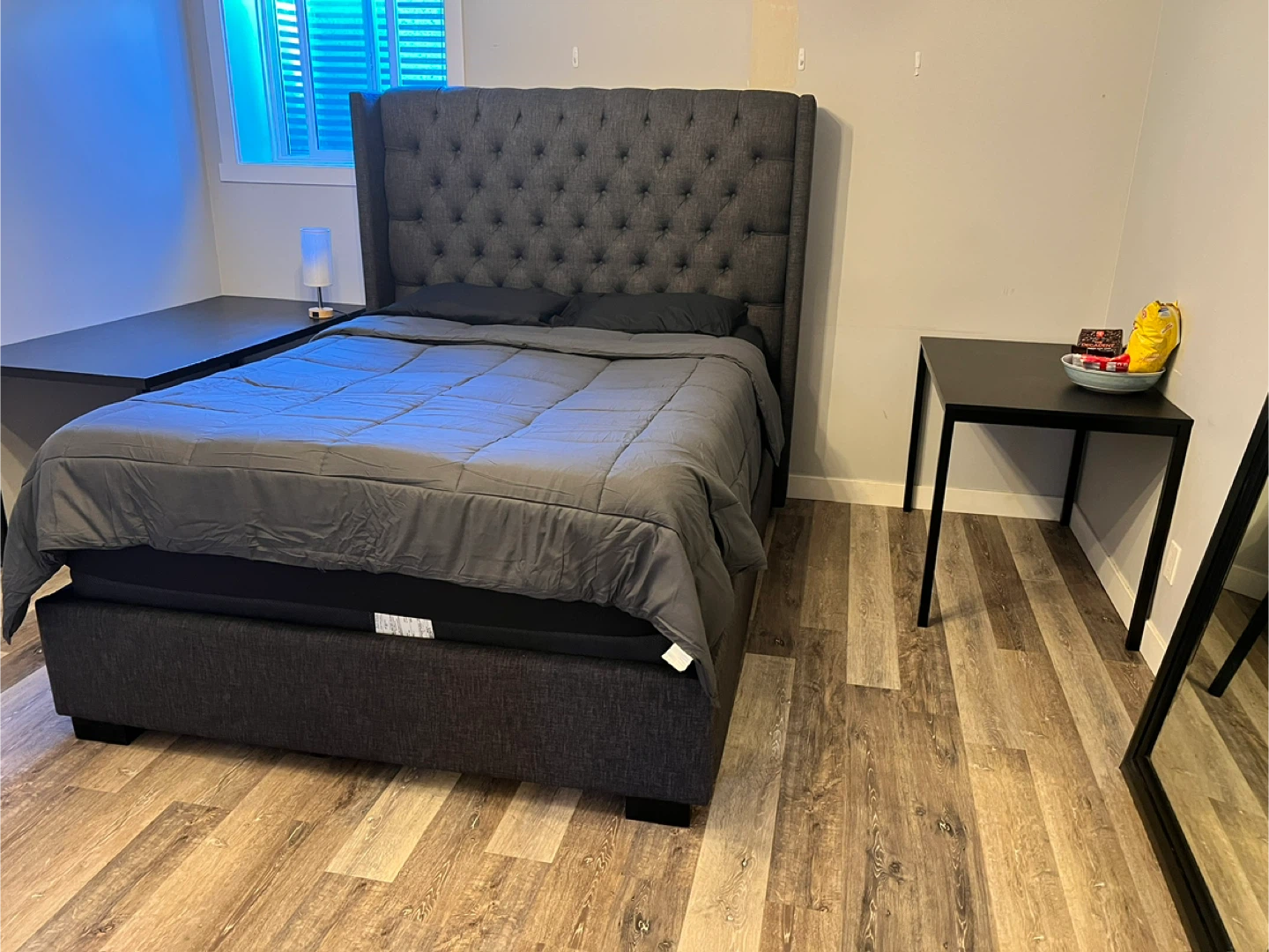 Grey Tufted Headboard Bed Frame