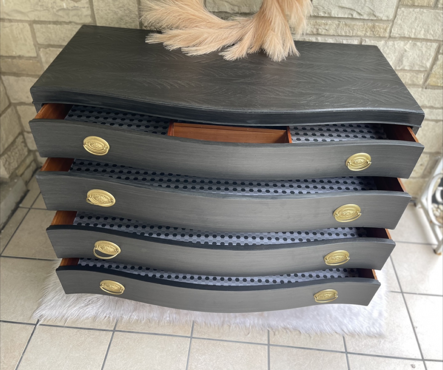 Solid wood 4 drawers brushed gold/gray dresser - $350 - photo 5