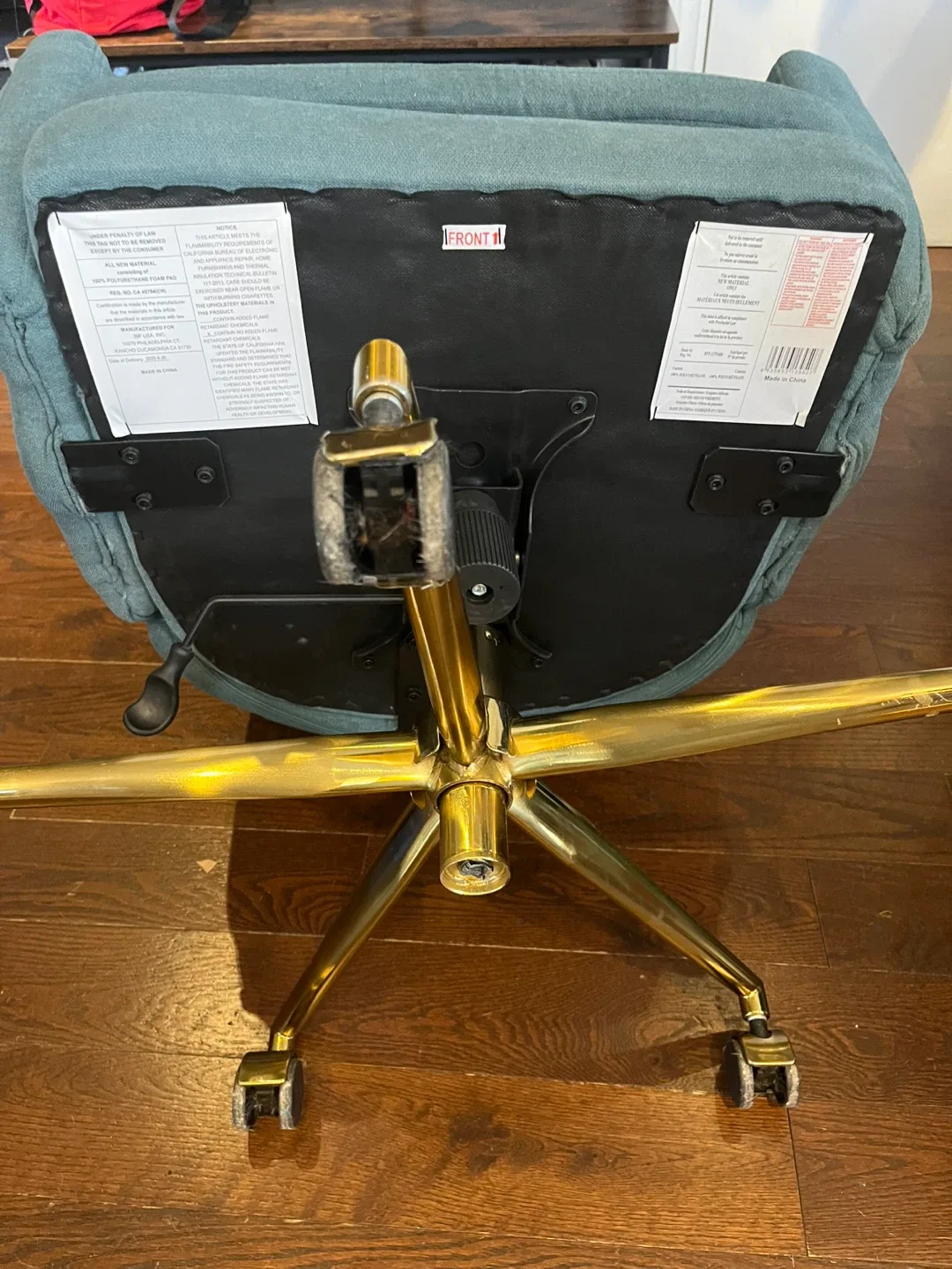 Teal Office Chair with Gold Base image indicator(5)