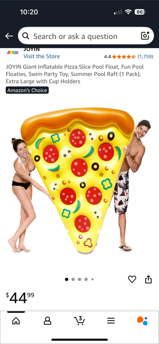 JOYIN Giant Inflatable Pizza Slice Pool Float image indicator(3)