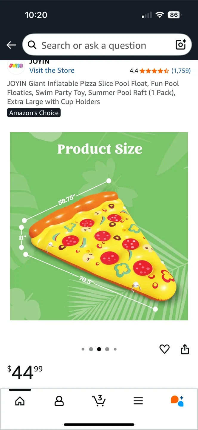 JOYIN Giant Inflatable Pizza Slice Pool Float image indicator(2)