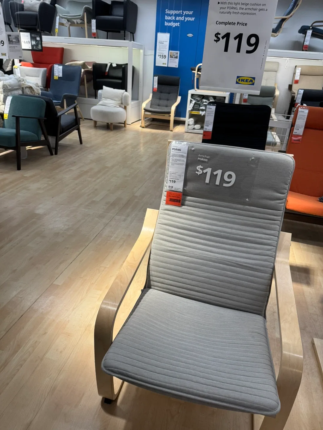 IKEA Poang Chair - Light Grey image indicator(3)