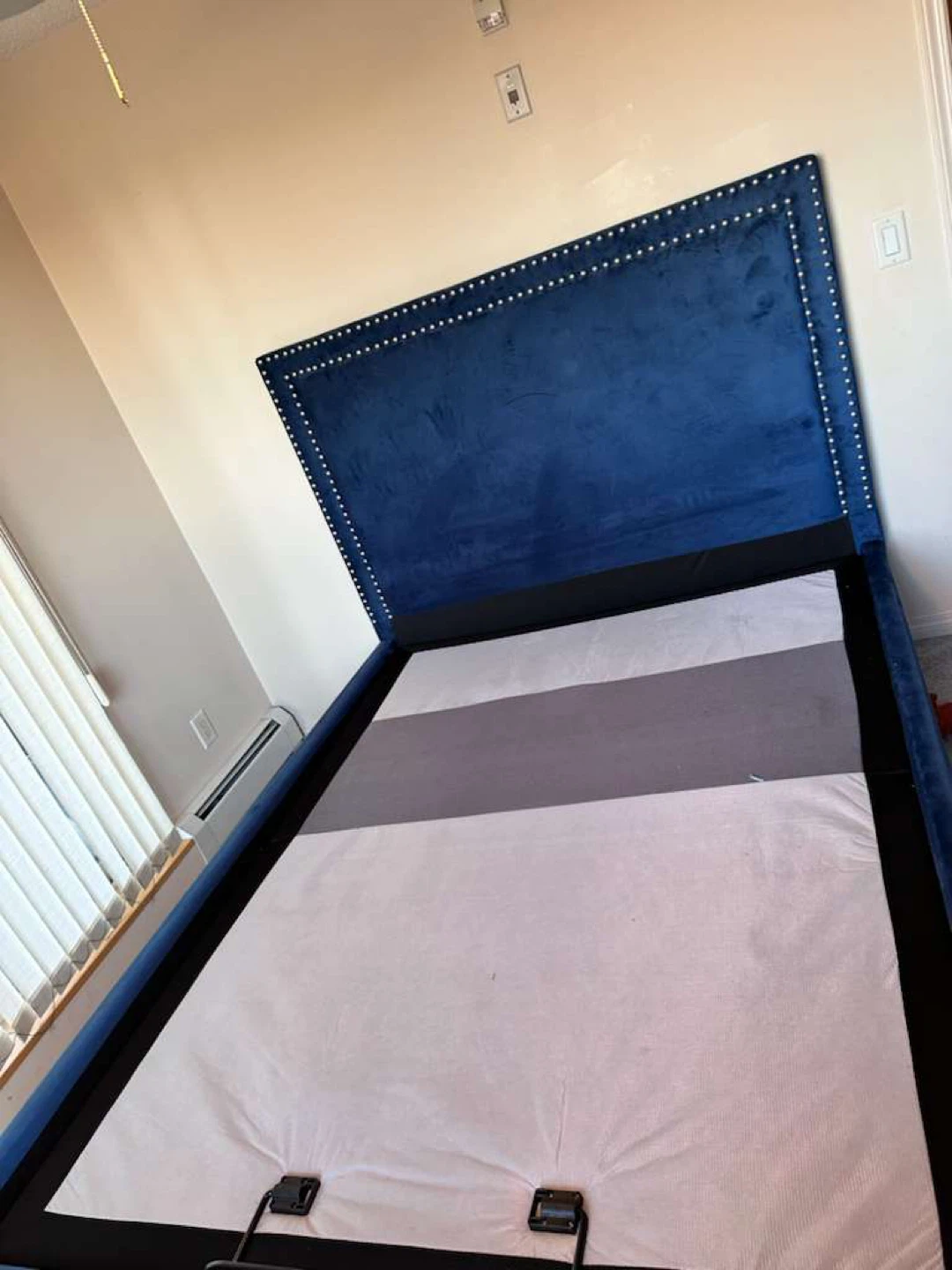 Blue Velvet Adjustable Bed Frame Queen - photo 2