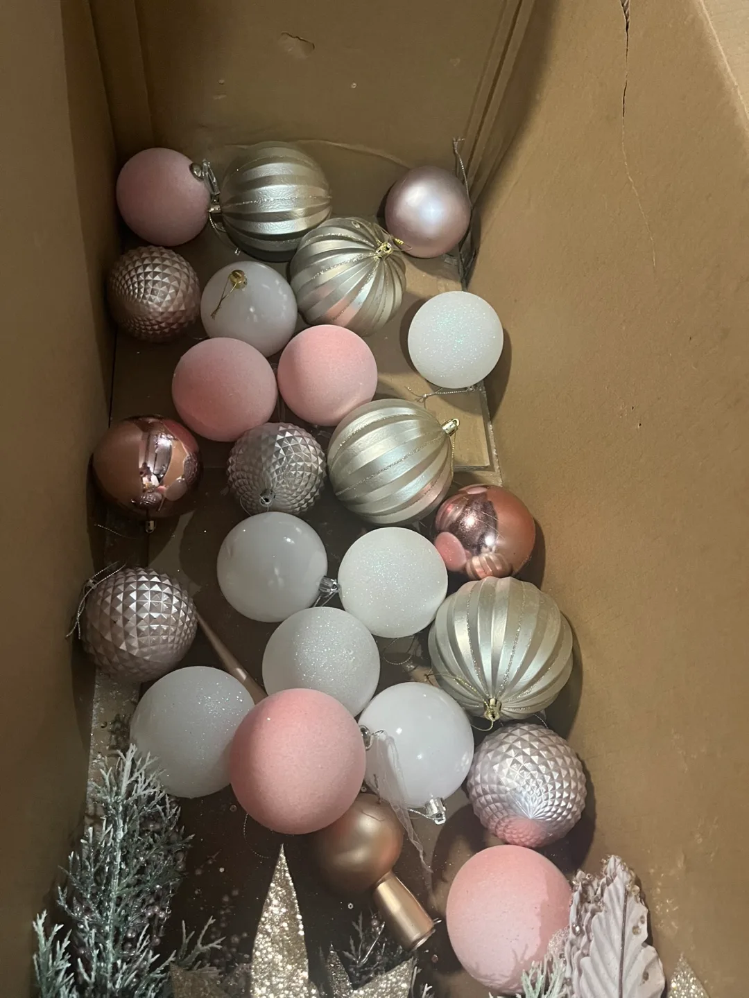 Christmas Ornaments - Pink, White, Silver