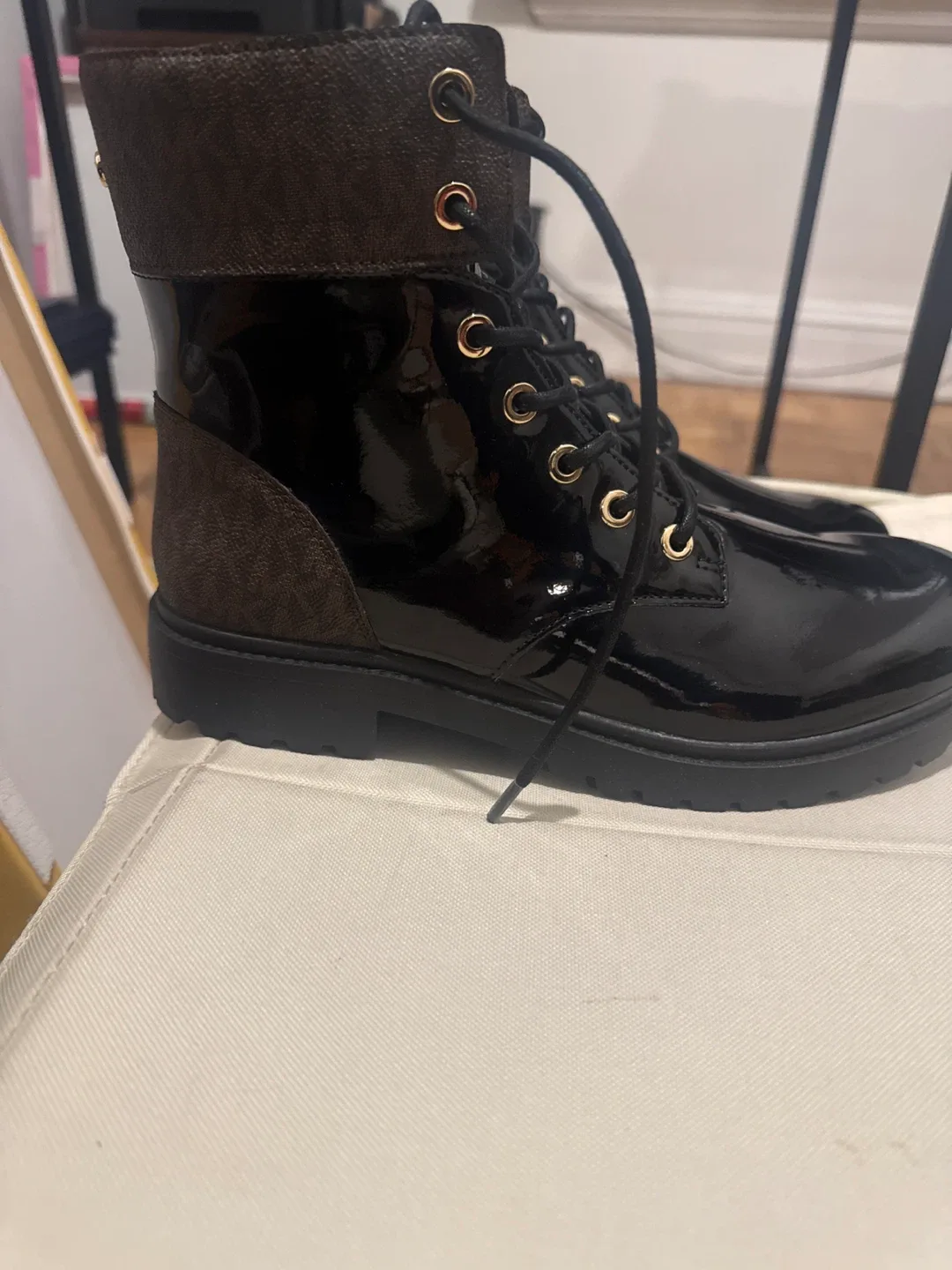 Michael Kors Black Patent Leather Boots image indicator(3)