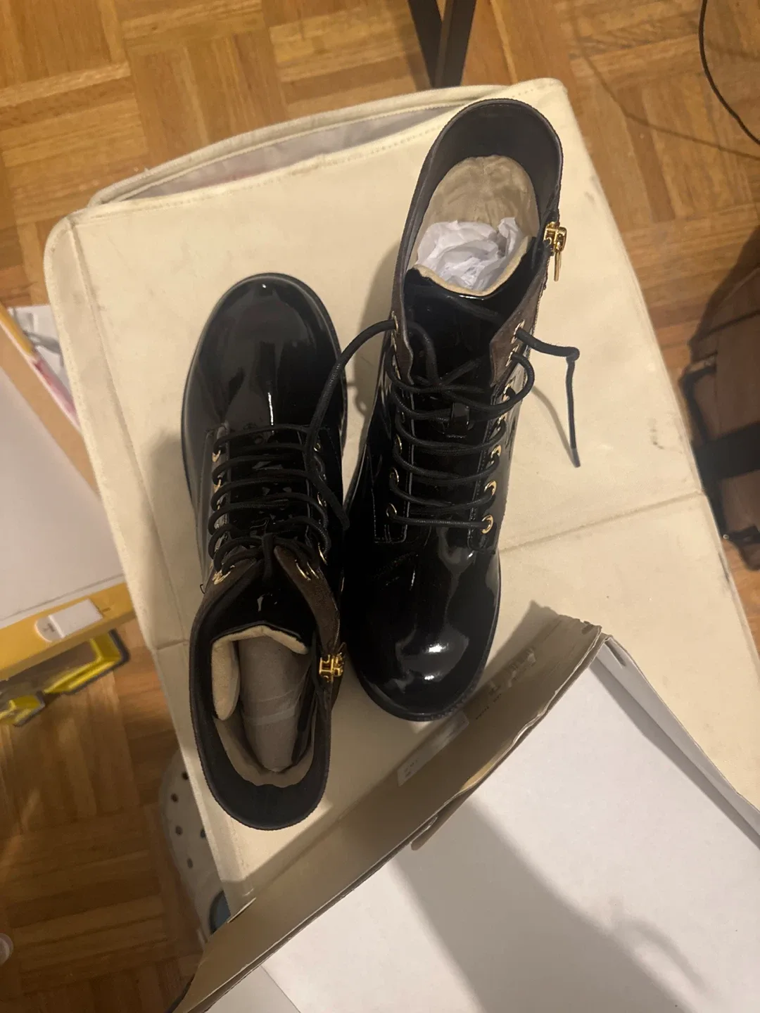 Michael Kors Black Patent Leather Boots image indicator(2)