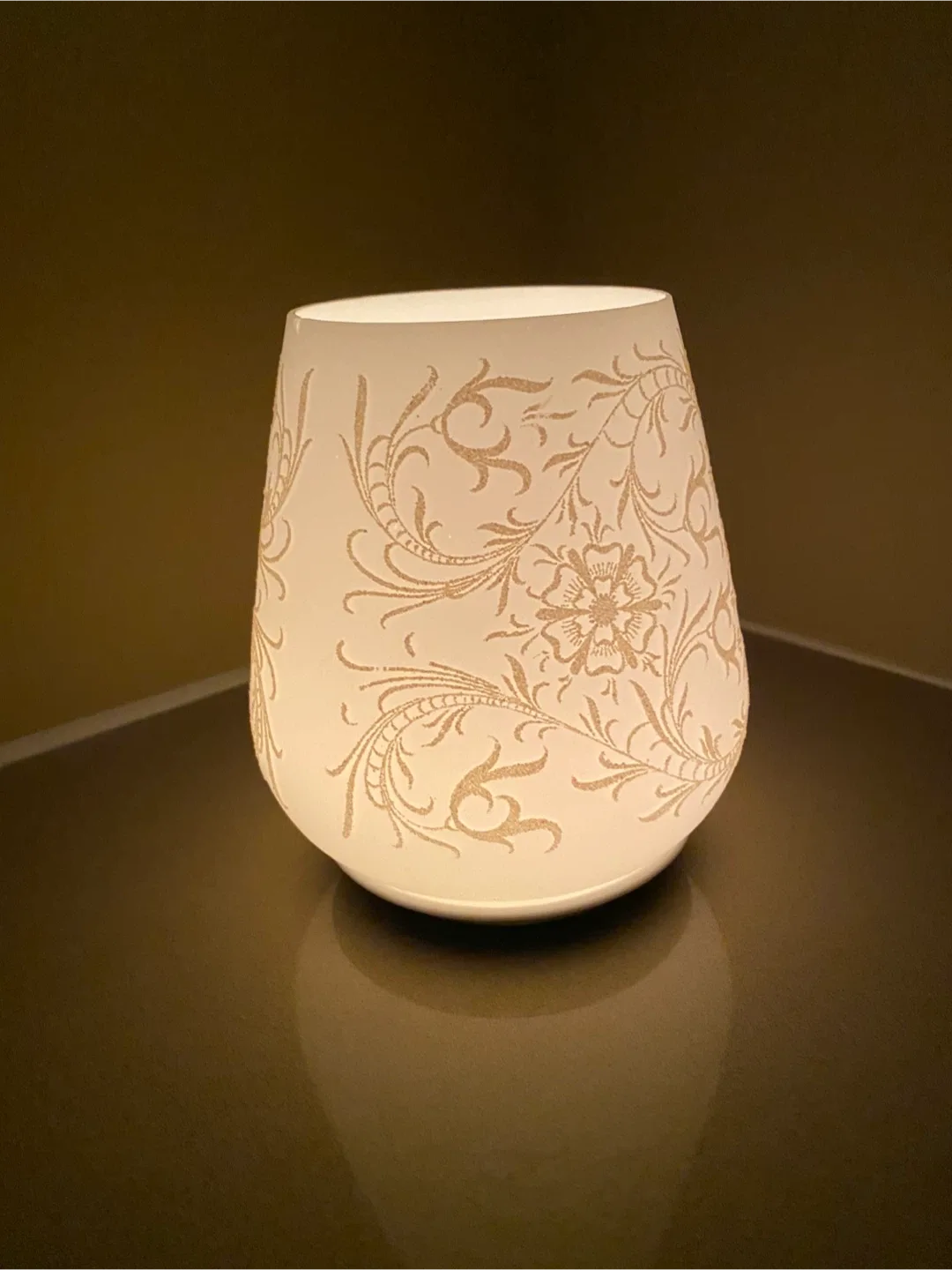 White Floral Patterned  Tealight image indicator(4)