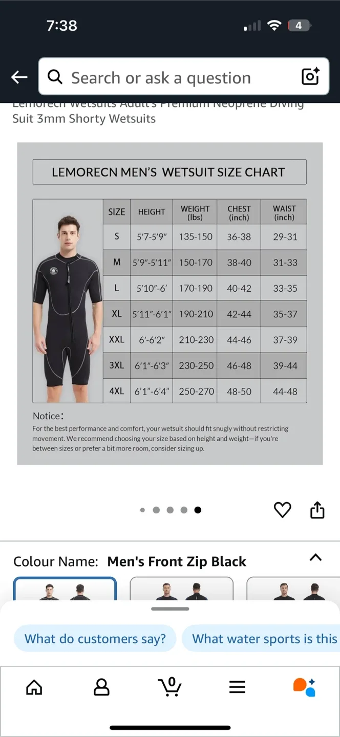 Lemorecn Men's Wetsuit - Size Medium image indicator(4)