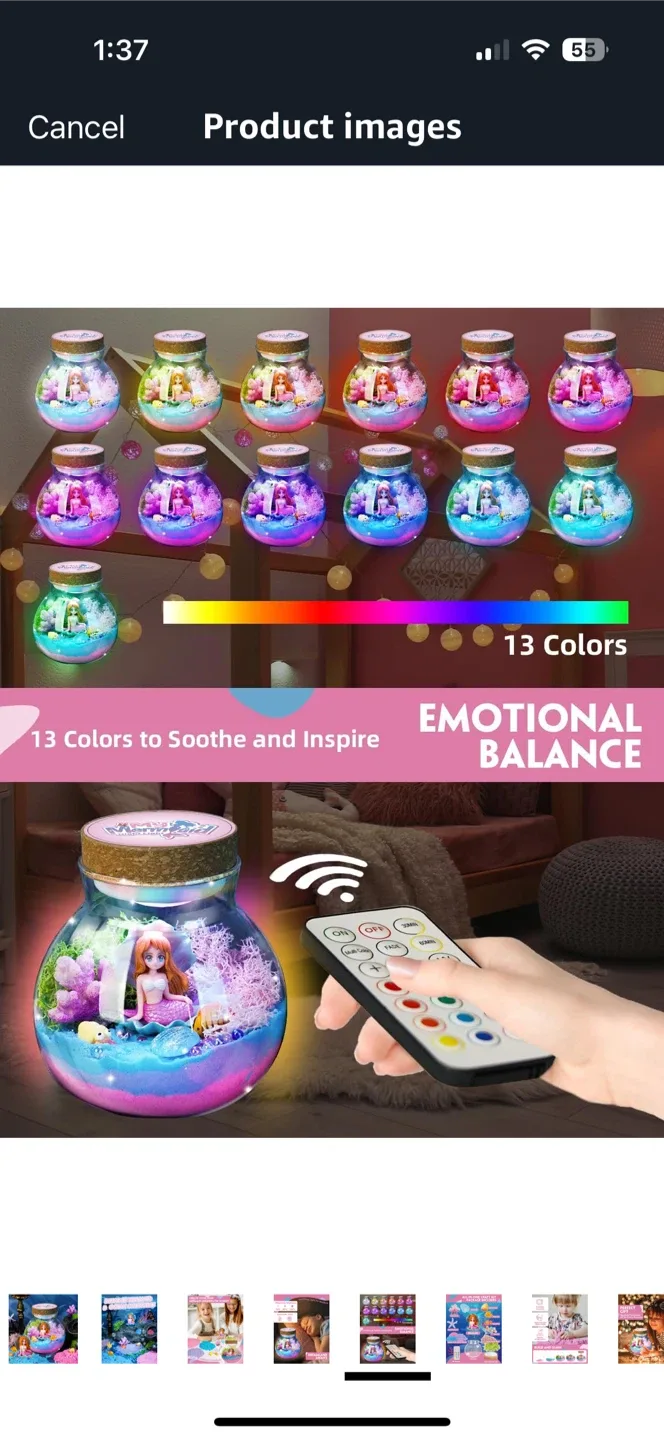 DIY Glow in the Dark Mermaid Terrarium Kit & Night Light image indicator(8)