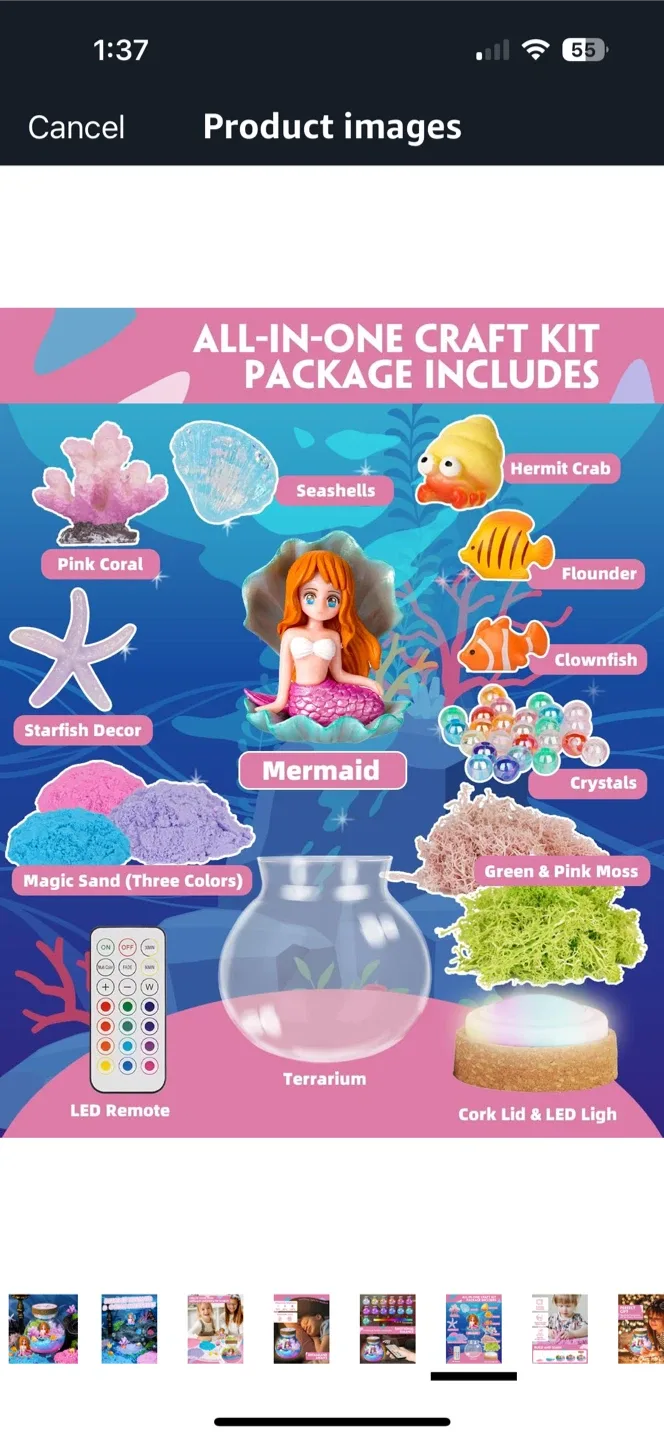 DIY Glow in the Dark Mermaid Terrarium Kit & Night Light image indicator(9)