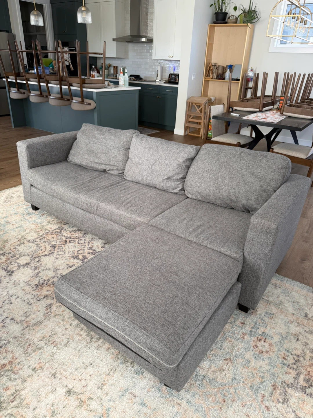 Grey Sofa with Ottoman