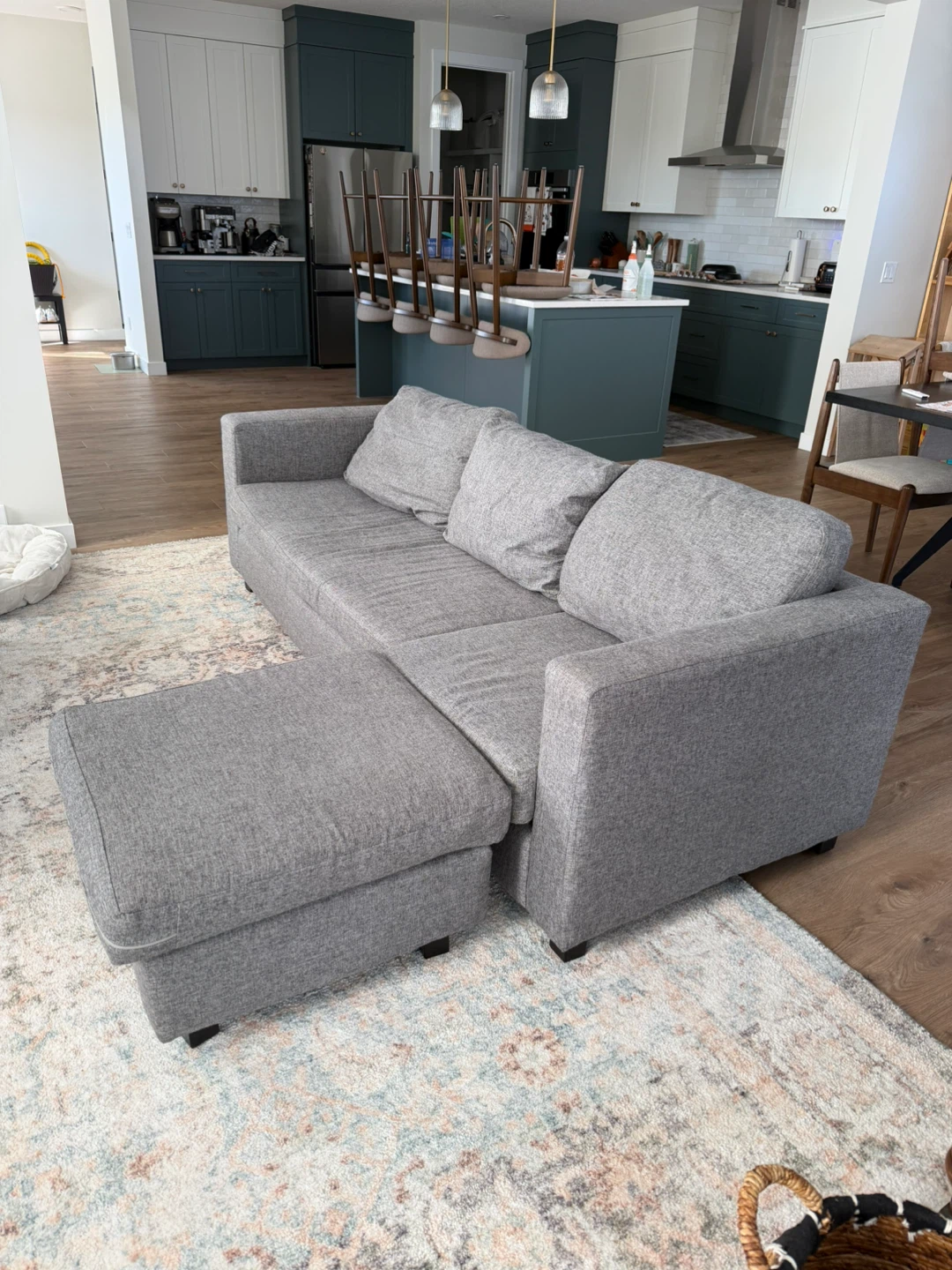 Grey Sofa with Ottoman - photo 2