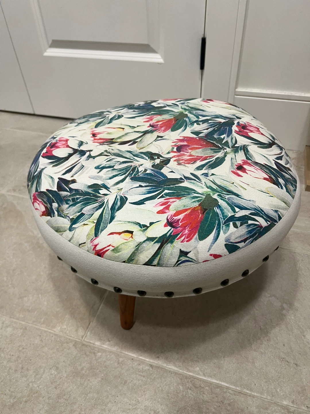 Floral Patterned Footstool