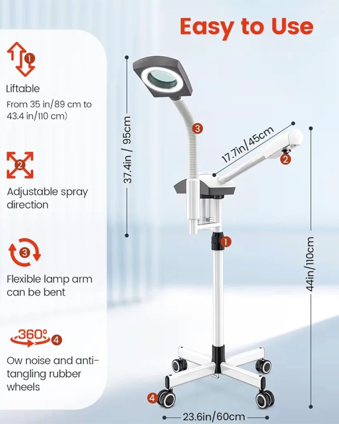 NEW Pro 2-in-1 Facial Steamer, Magnifying Lamp image indicator(8)