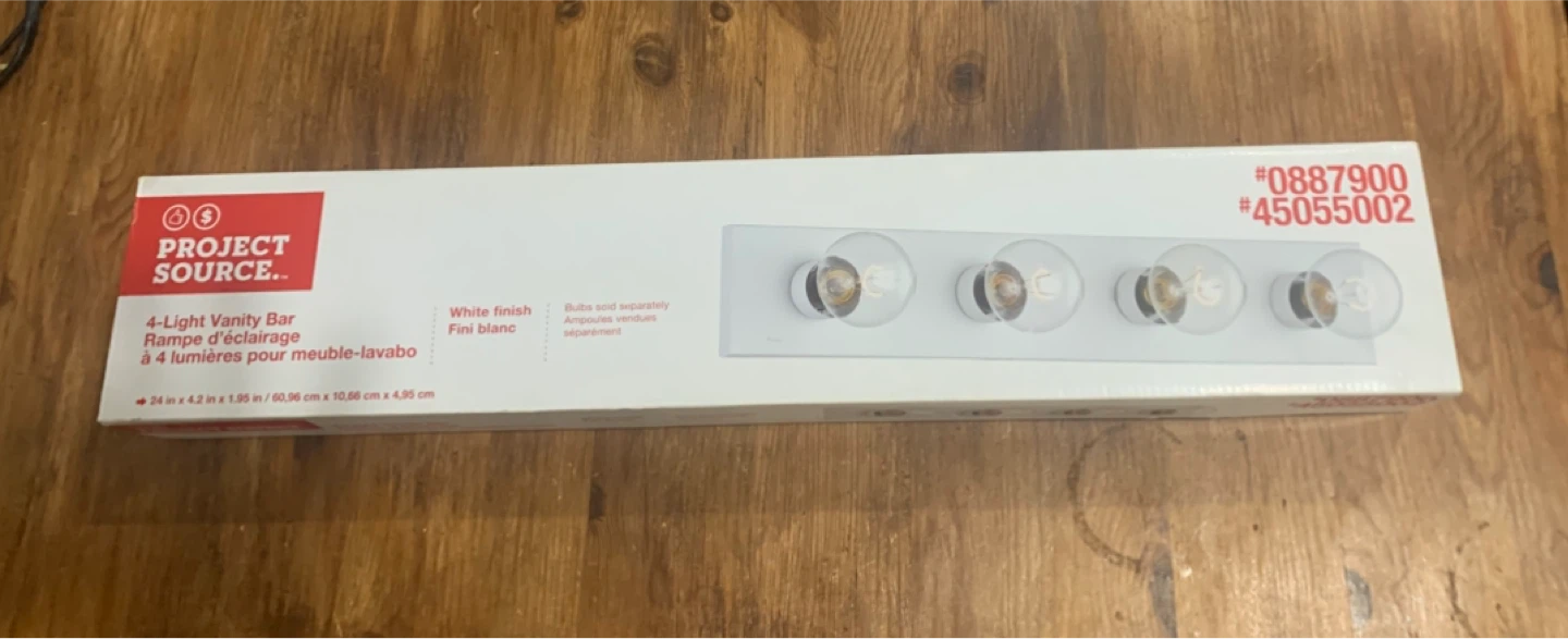 Project Source 4-Light Vanity Bar - White Finish