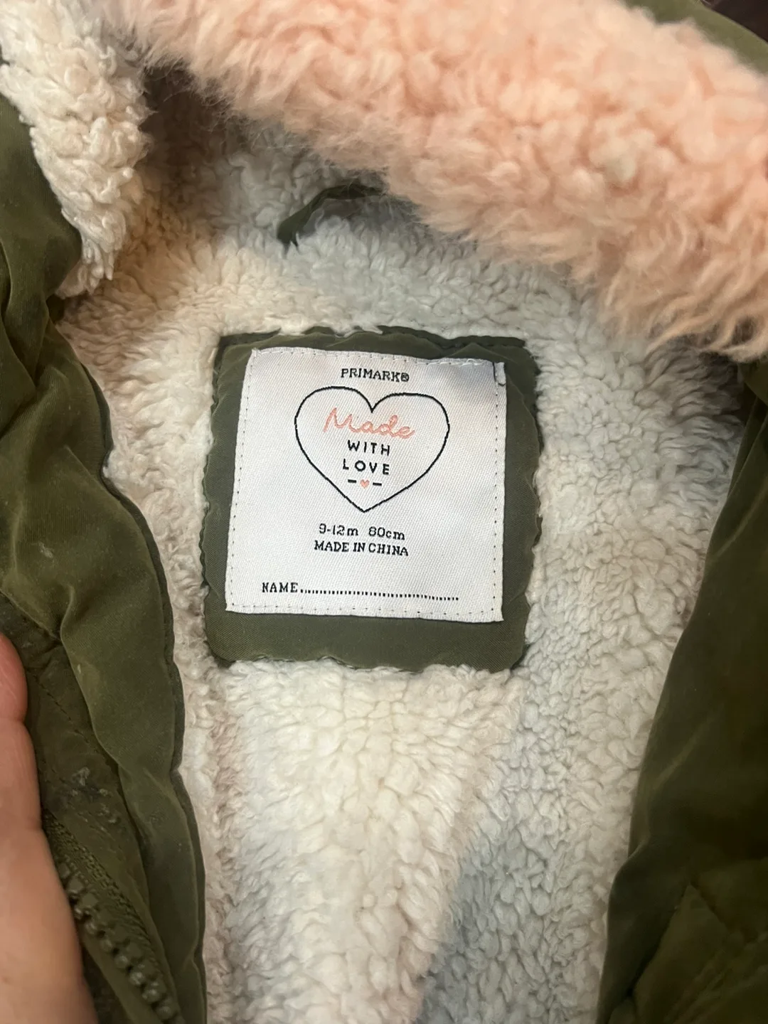 Primark Kids Olive Green Winter Coat (9-12m) image indicator(2)