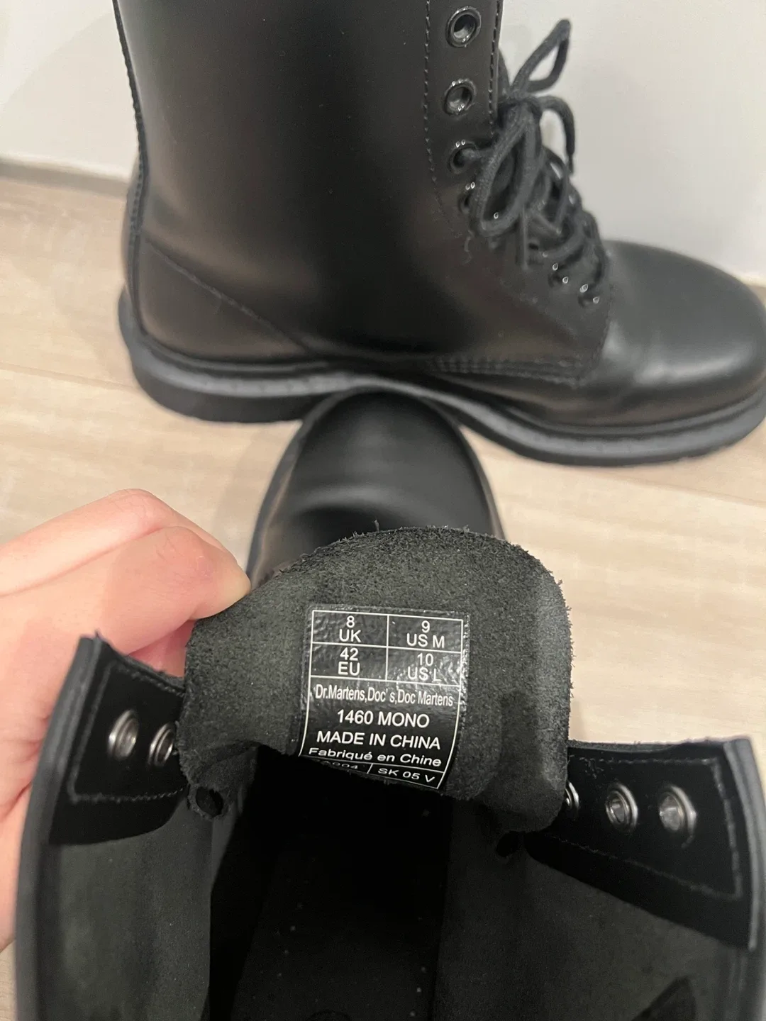 Dr. Martens 1460 Mono Black Boots, Size 9 US (Men) image indicator(3)