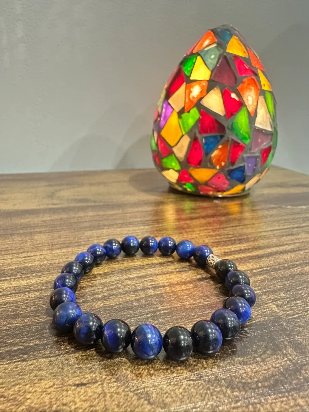 Blue Tiger's Eye Beaded Bracelet