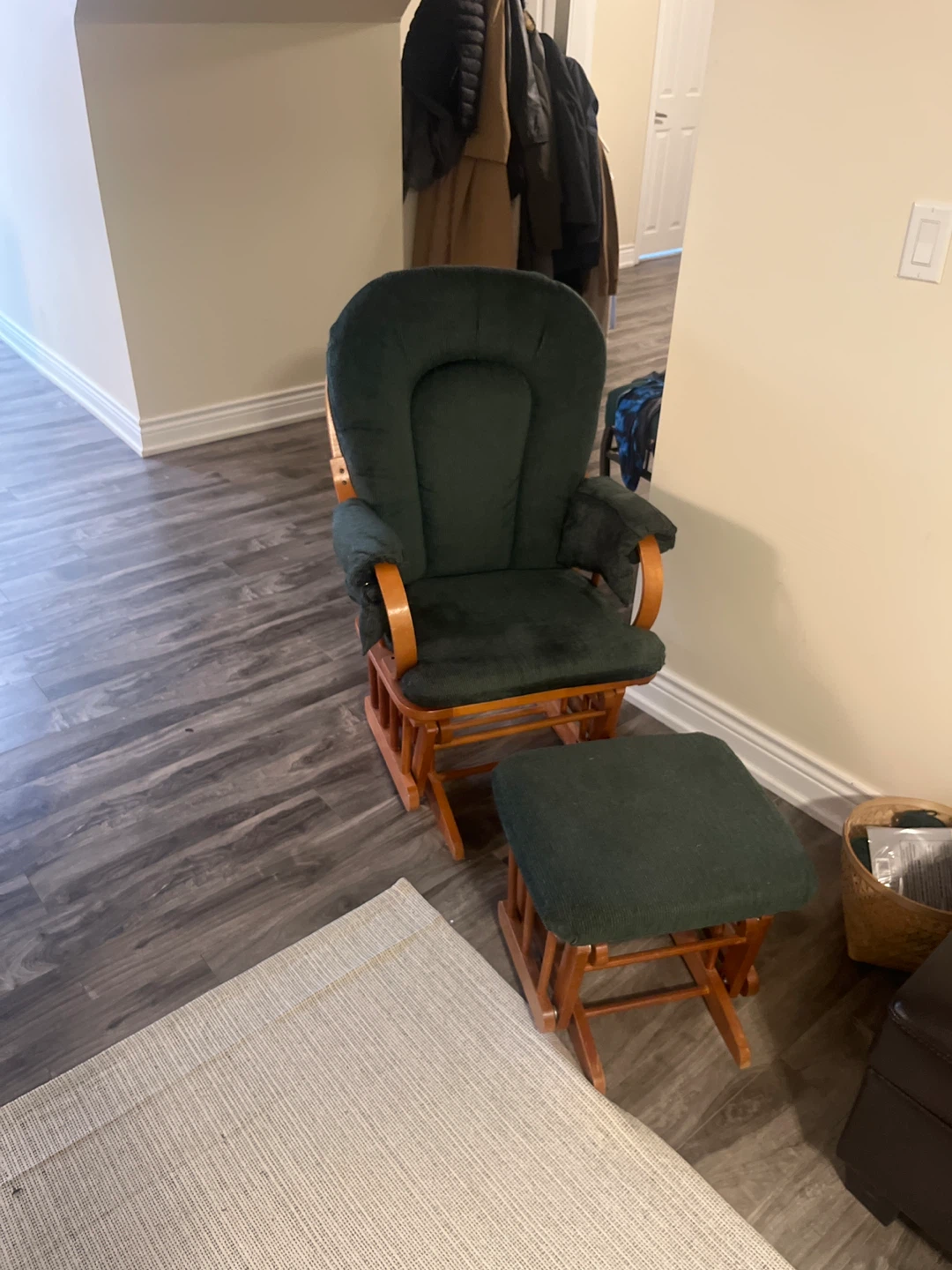 Glider Rocking Chair with Ottoman - Green