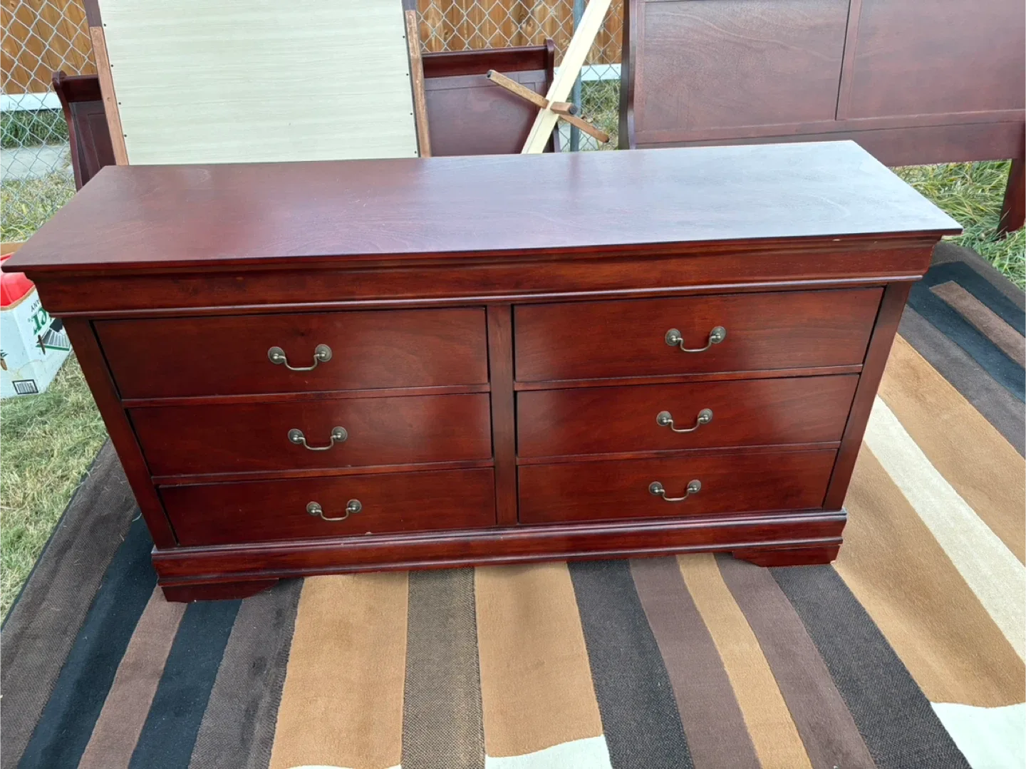 Large dresser with mirror and night stand thumbnail