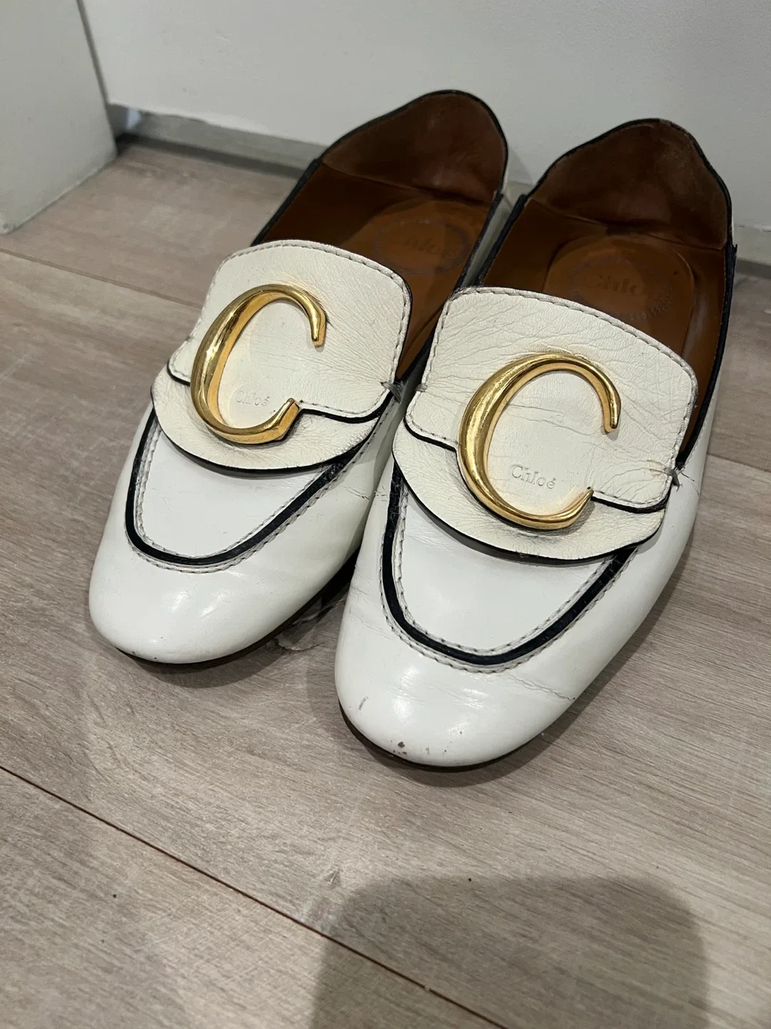 Authentic Chloé White Leather Loafers Size 35.5 (Womens) image indicator(5)