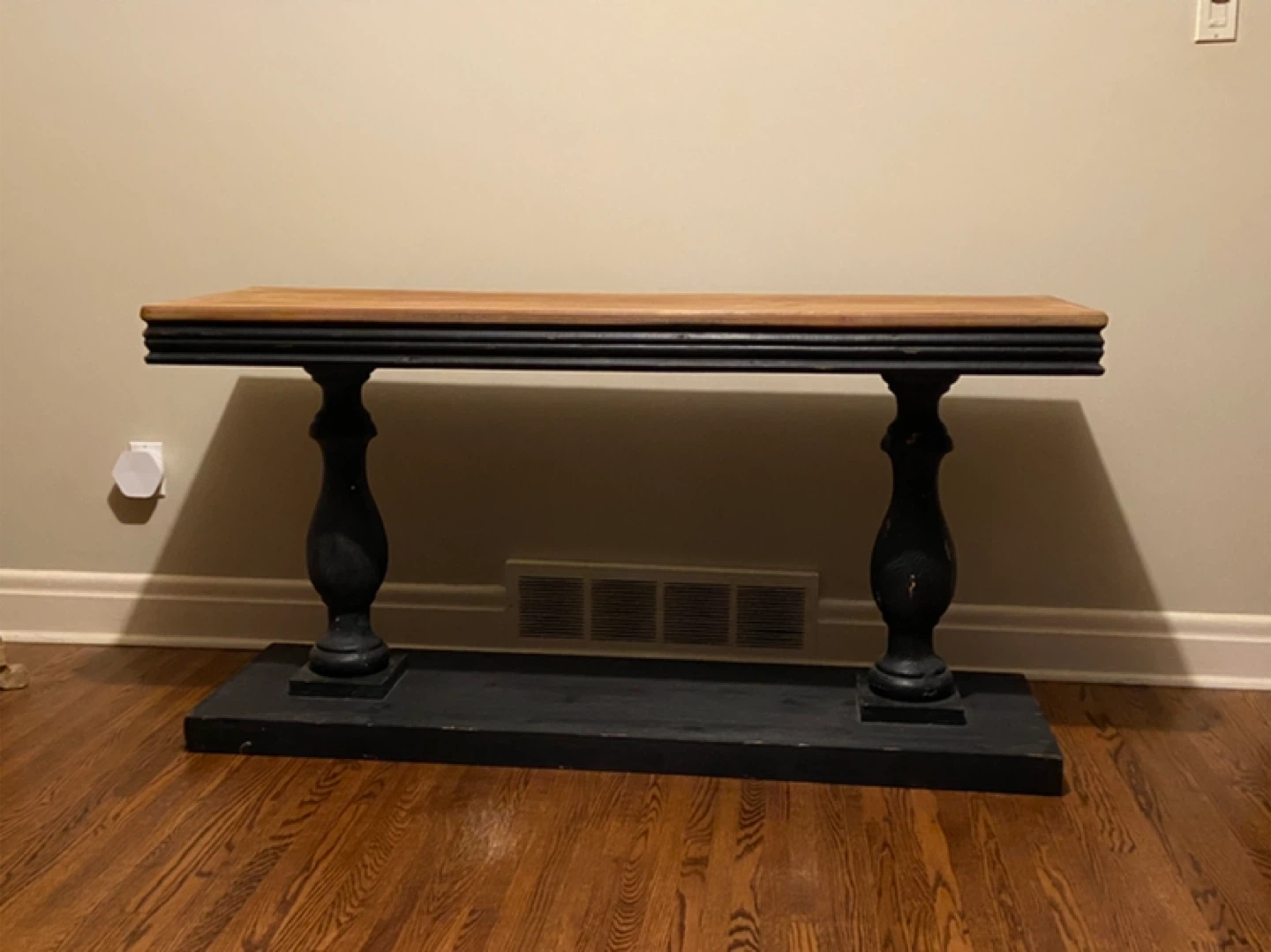 Console Table with Wood Top and Black Base - photo 2