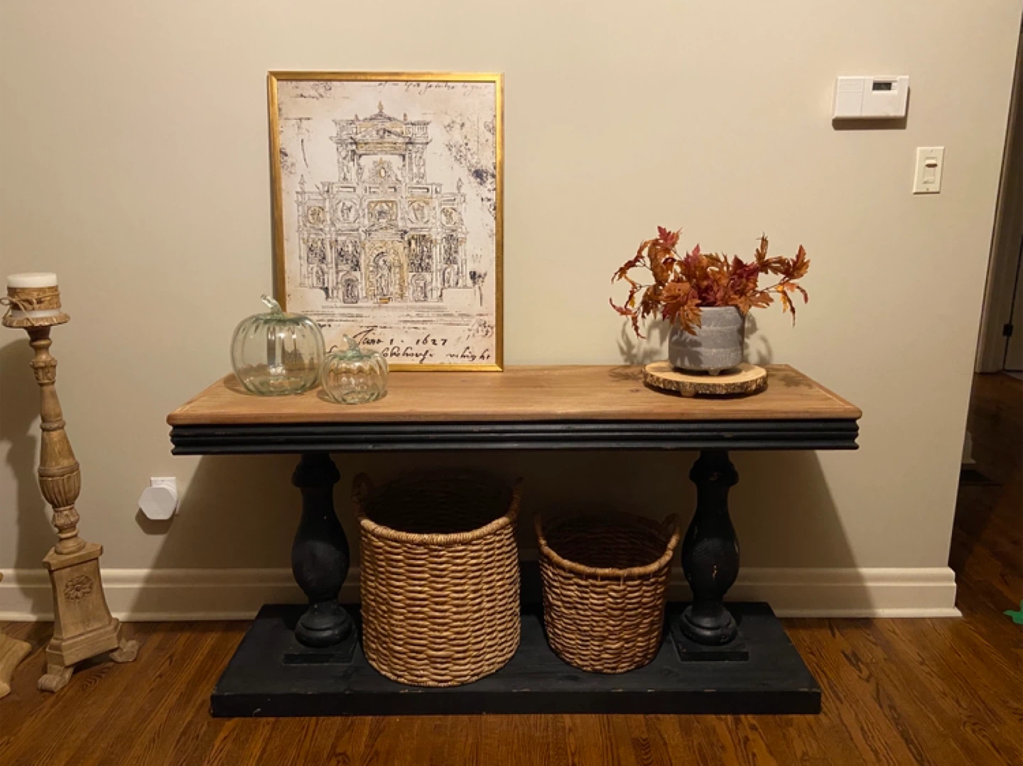 Console Table with Wood Top and Black Base - photo 3