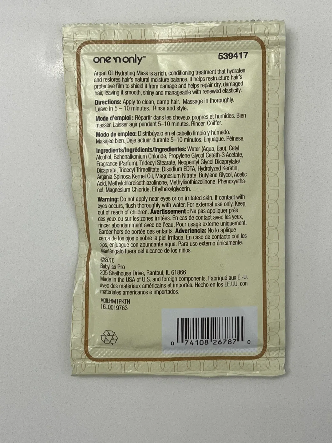 One 'n Only Argan Oil Hydrating Mask ( selling 3 ) image indicator(3)