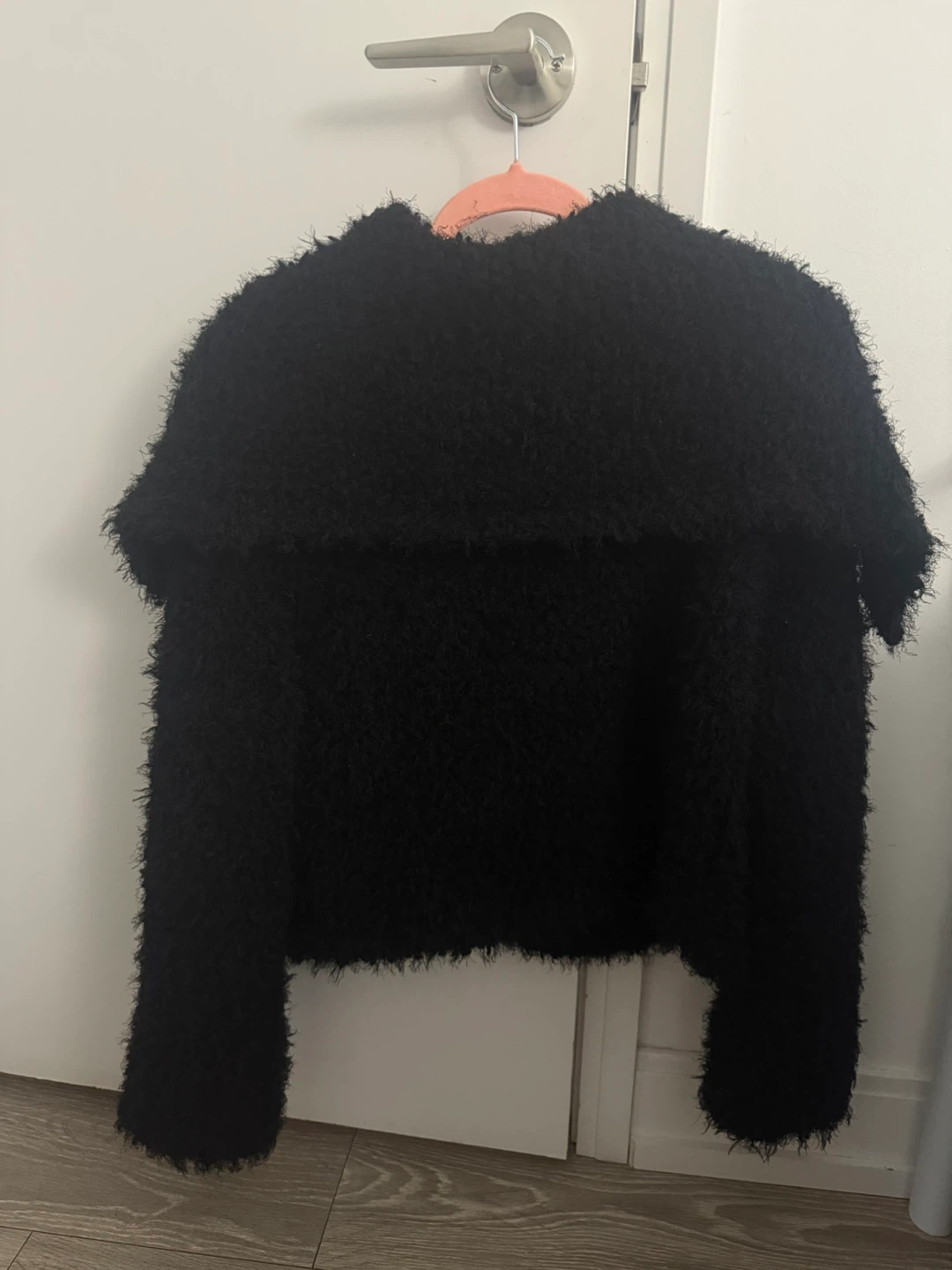 Black Fuzzy Sailor Collar Cardigan - photo 3
