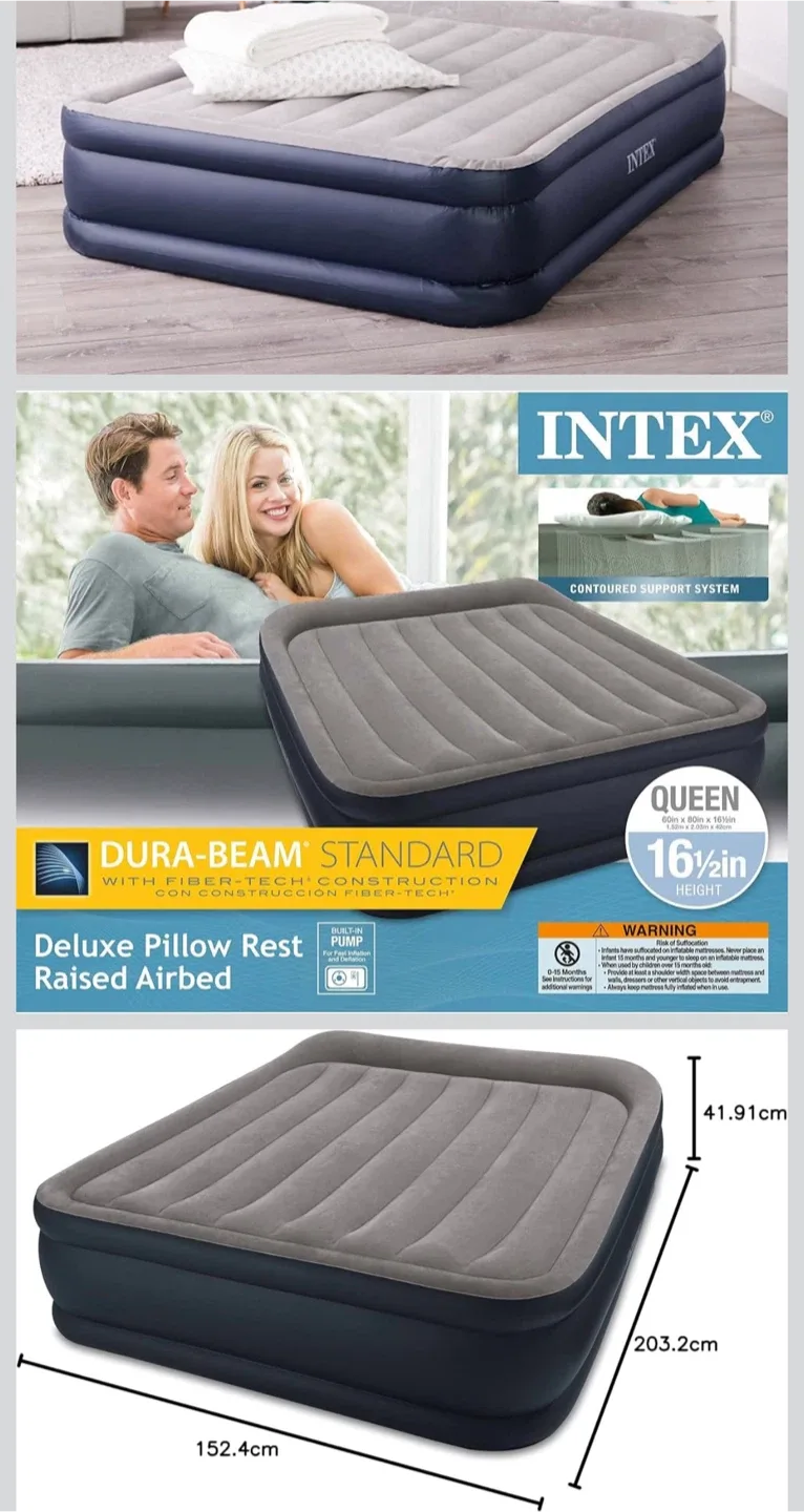 Intex Queen Size Air Mattress w/ Built-in Pump thumbnail