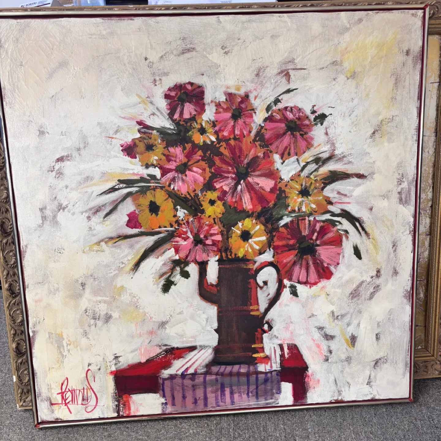 Stunning Vintage Lee Reynolds Floral painting image indicator(3)