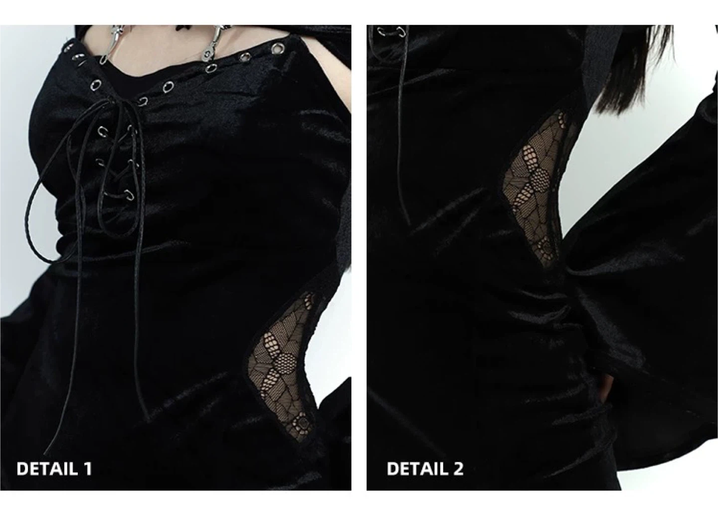 Gothic Velvet Dress with Fishnet Stockings - photo 2