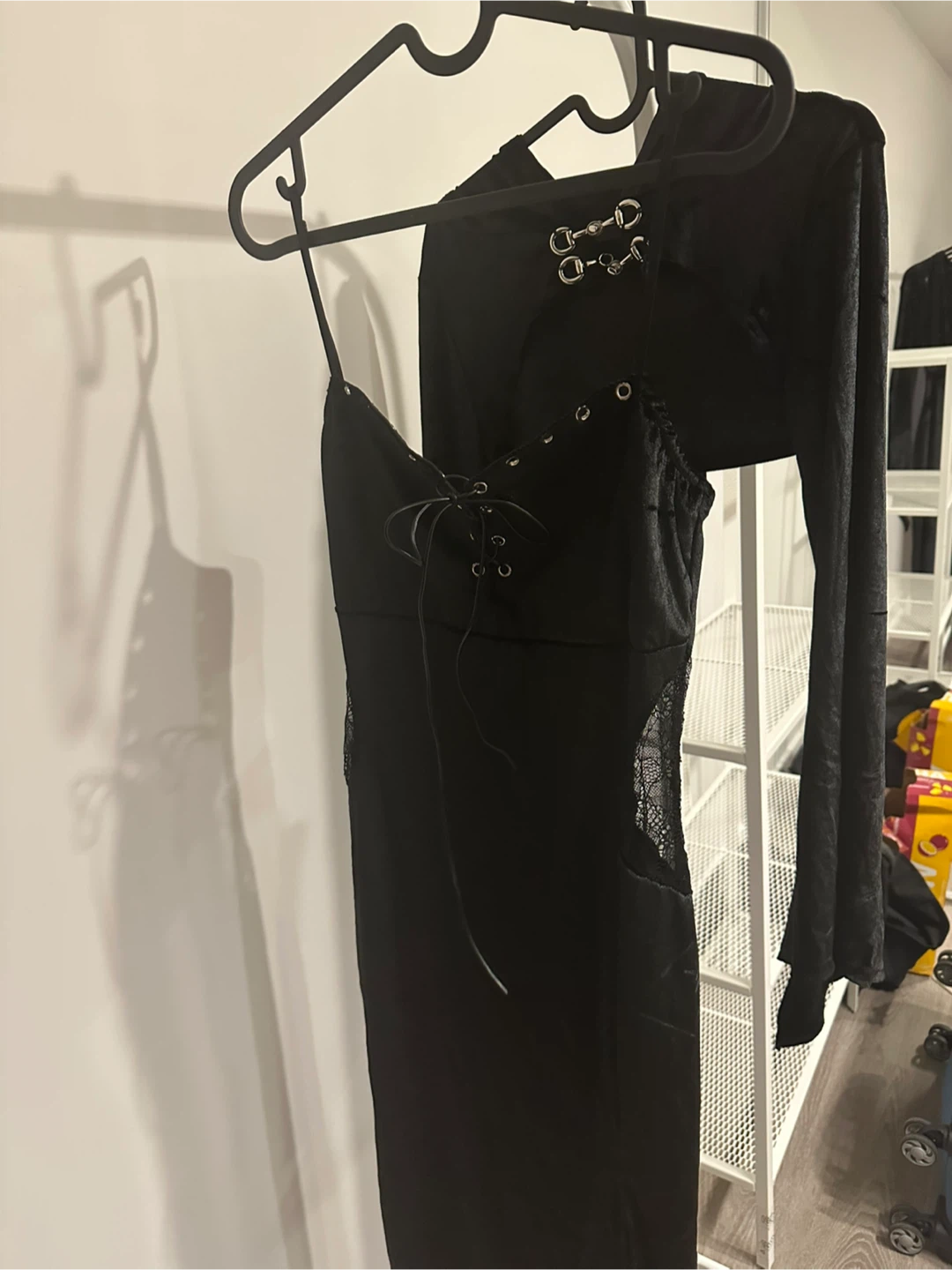 Gothic Velvet Dress with Fishnet Stockings