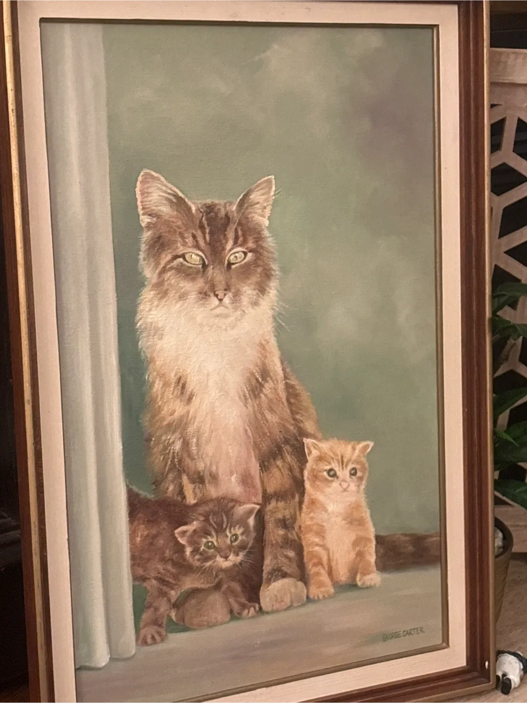 Oil painting of cat&kittens thumbnail