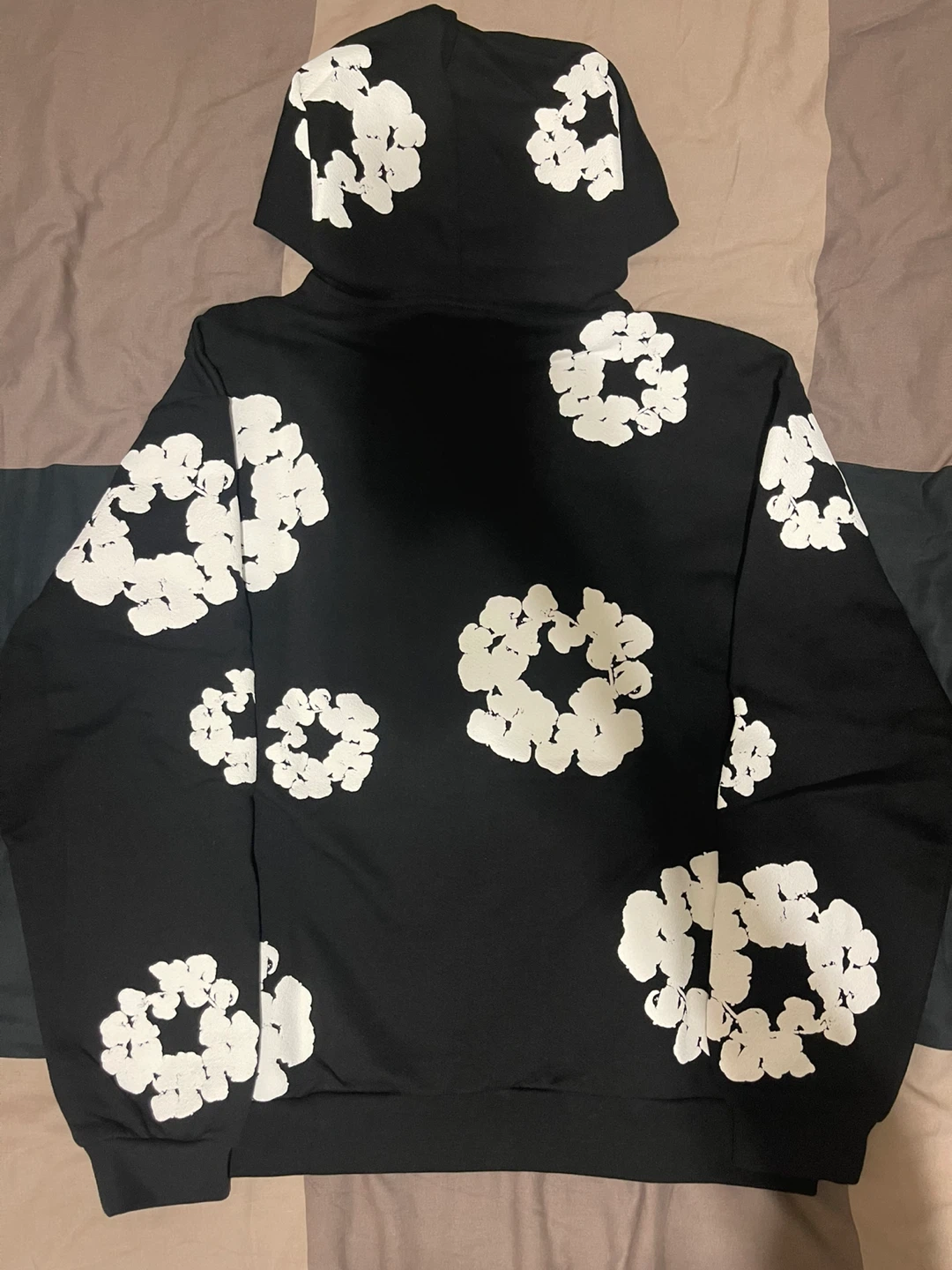Black Floral Print Hoodie