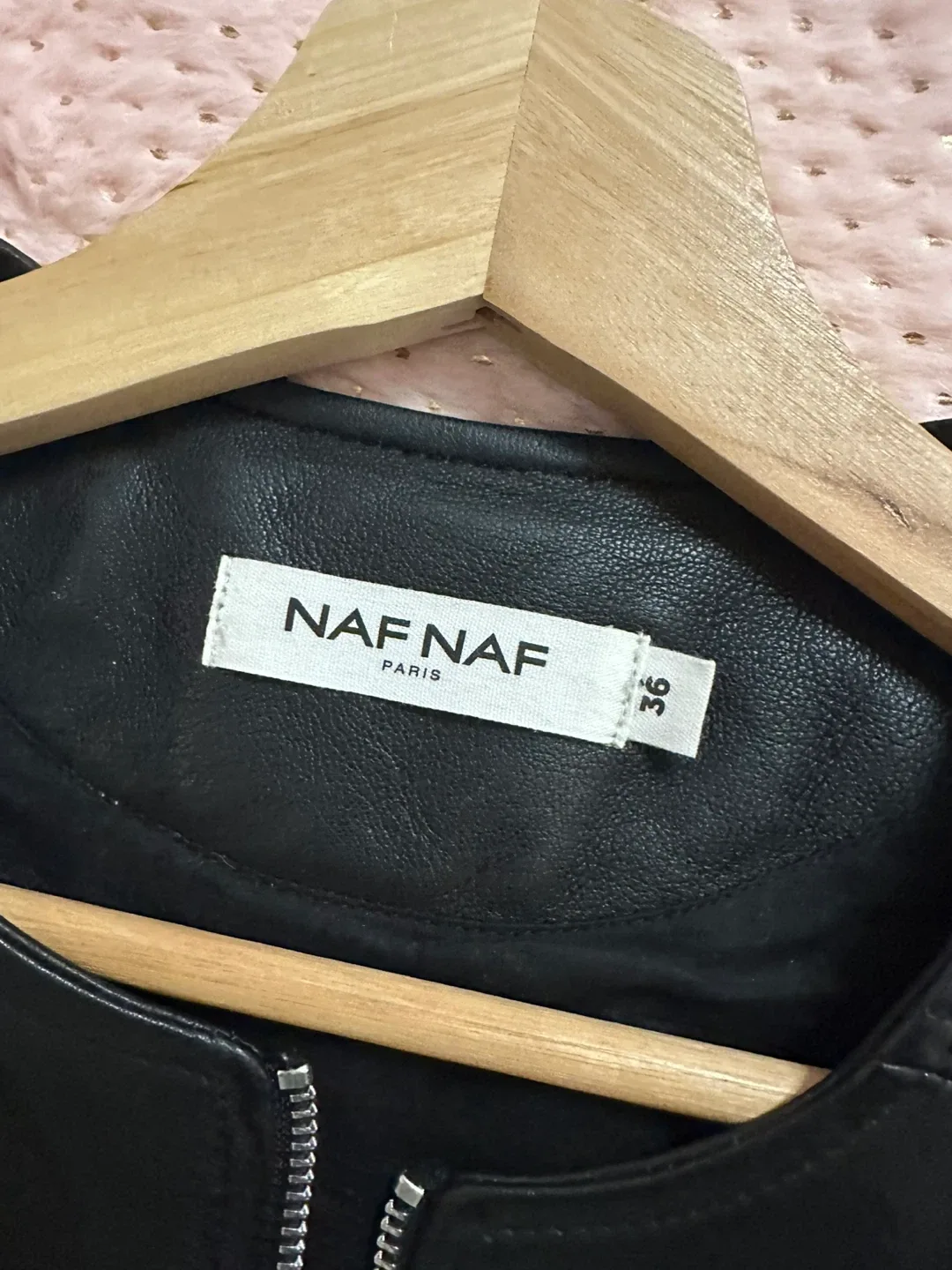 NAF NAF Paris Black Leather Jacket - Size 36 image indicator(3)