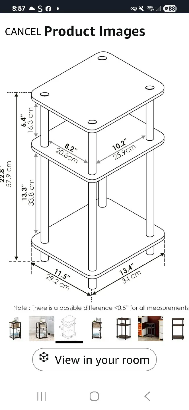 Brown 3-Tier Side Table image indicator(4)