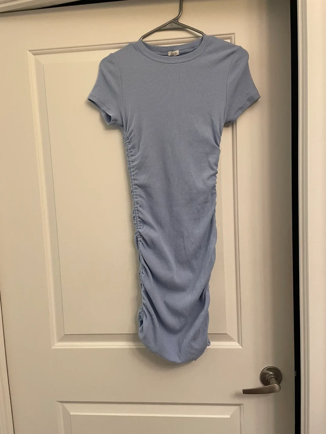 Garage Blue Ribbed Ruched Dress thumbnail