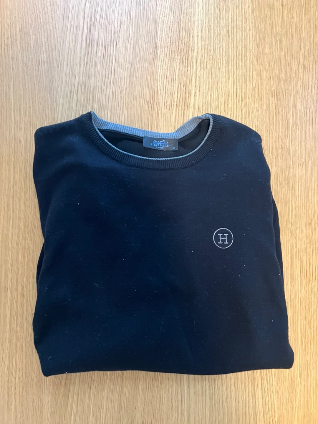 Hermes Black Sweater with Elbow Patches, Size M