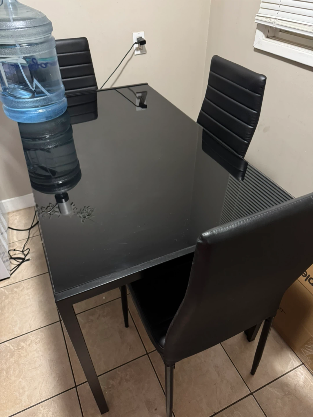 Black Dining Table with 3 Chairs