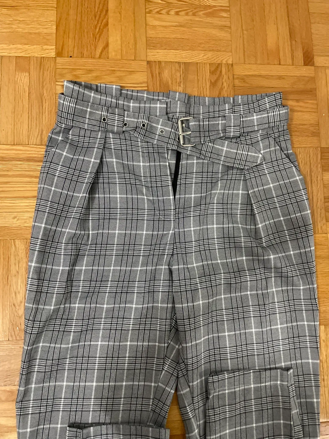 Grey Plaid Belted Trousers image indicator(2)