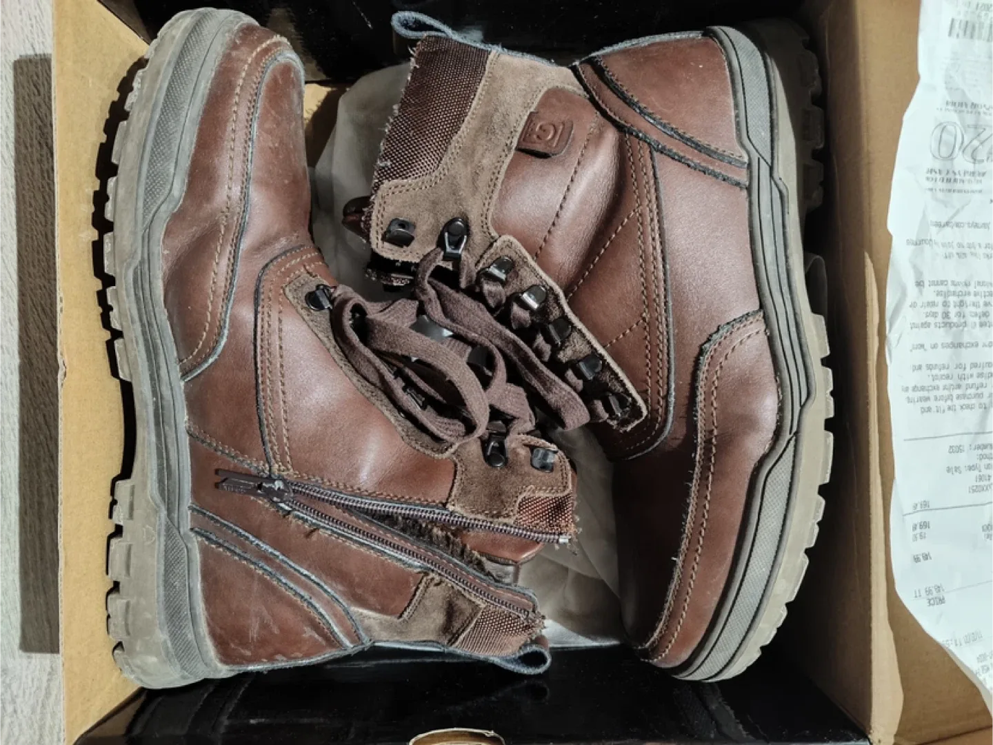 Godik Men's Brown Leather Boots, Size 12 image indicator(2)