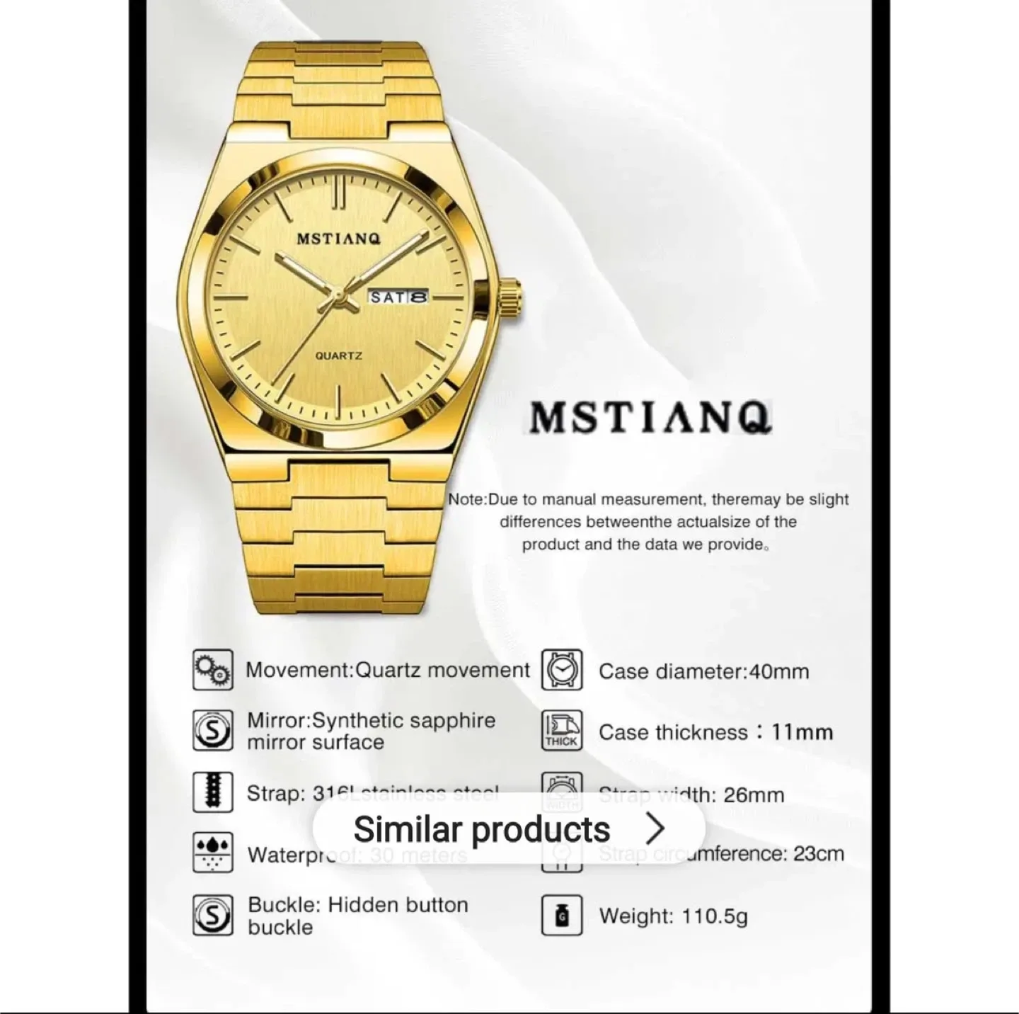 MSTIANQ Stainless Steel Waterproof Watch image indicator(6)