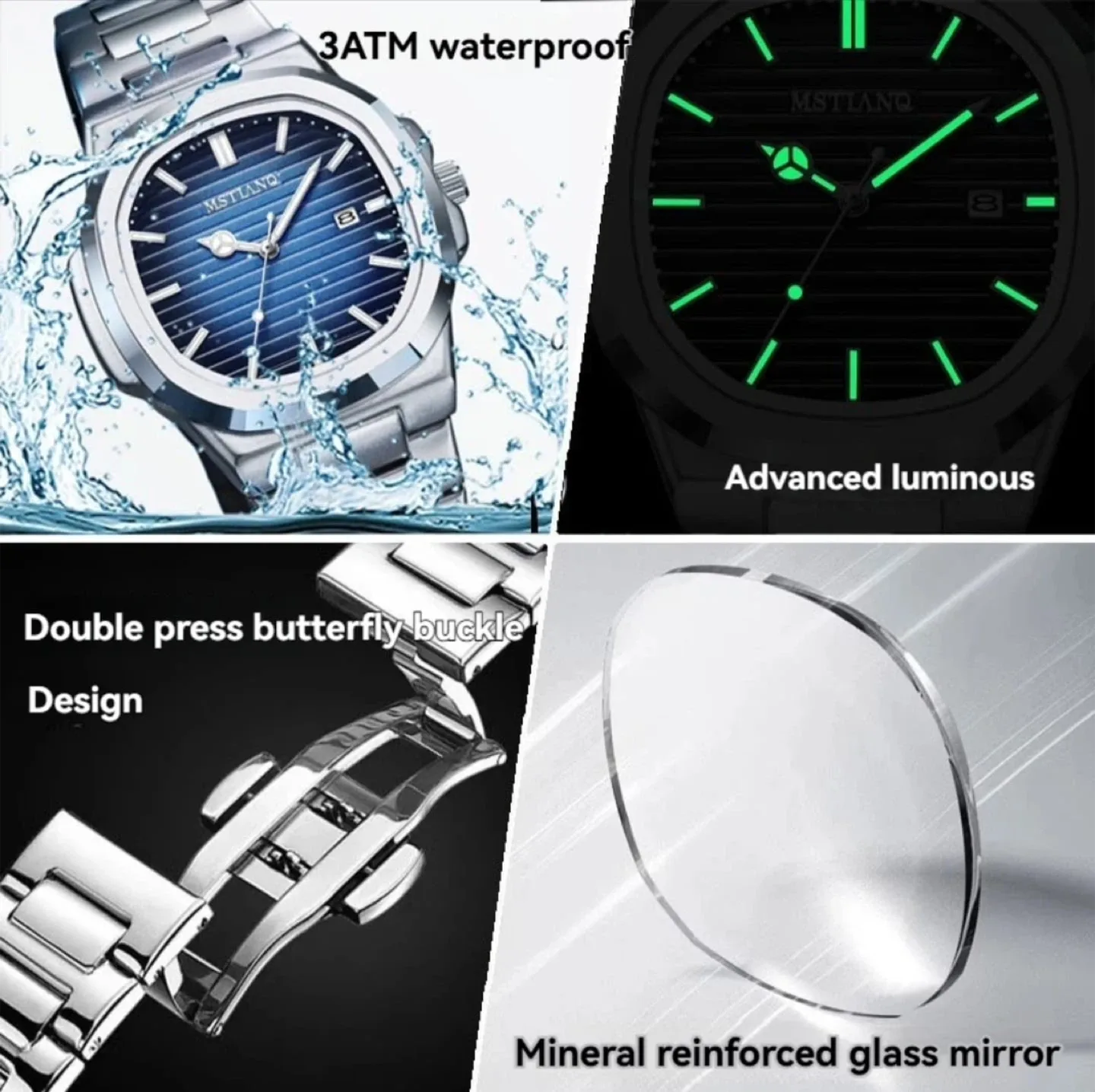 MSTIANQ Stainless Steel Waterproof Watch image indicator(5)