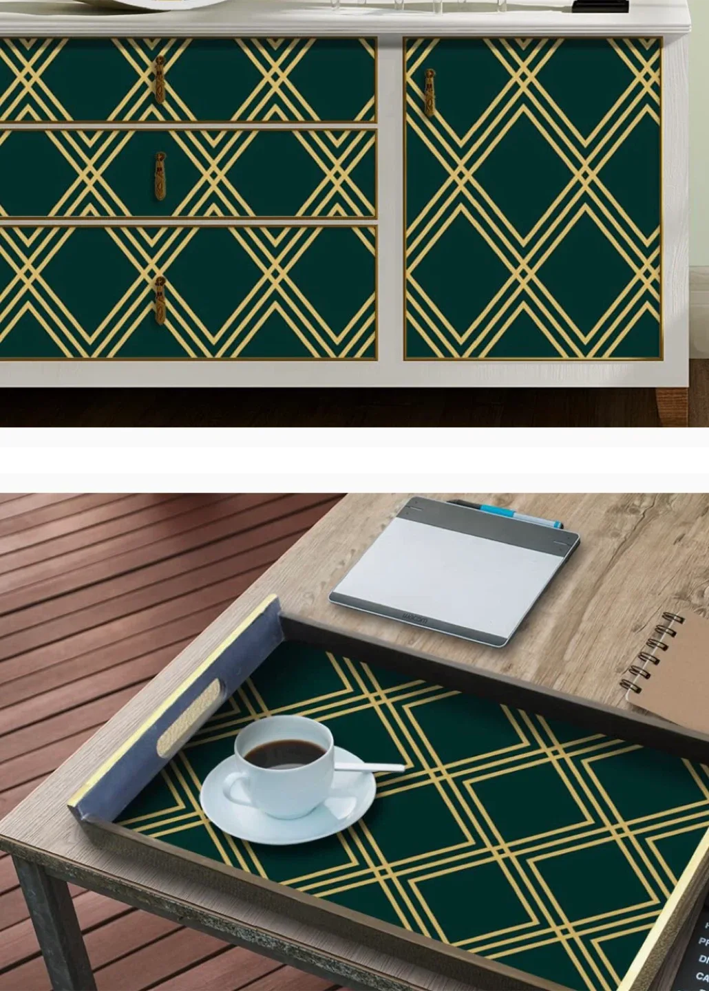 Green & Gold Self-Adhesive Wallpaper Roll image indicator(2)