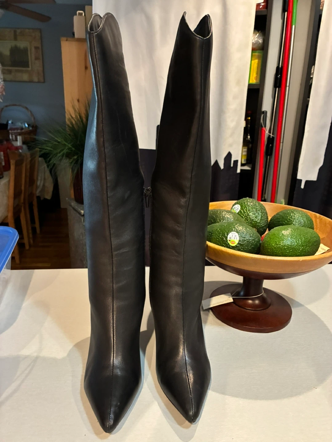 Black Leather Knee High Boots - photo 2